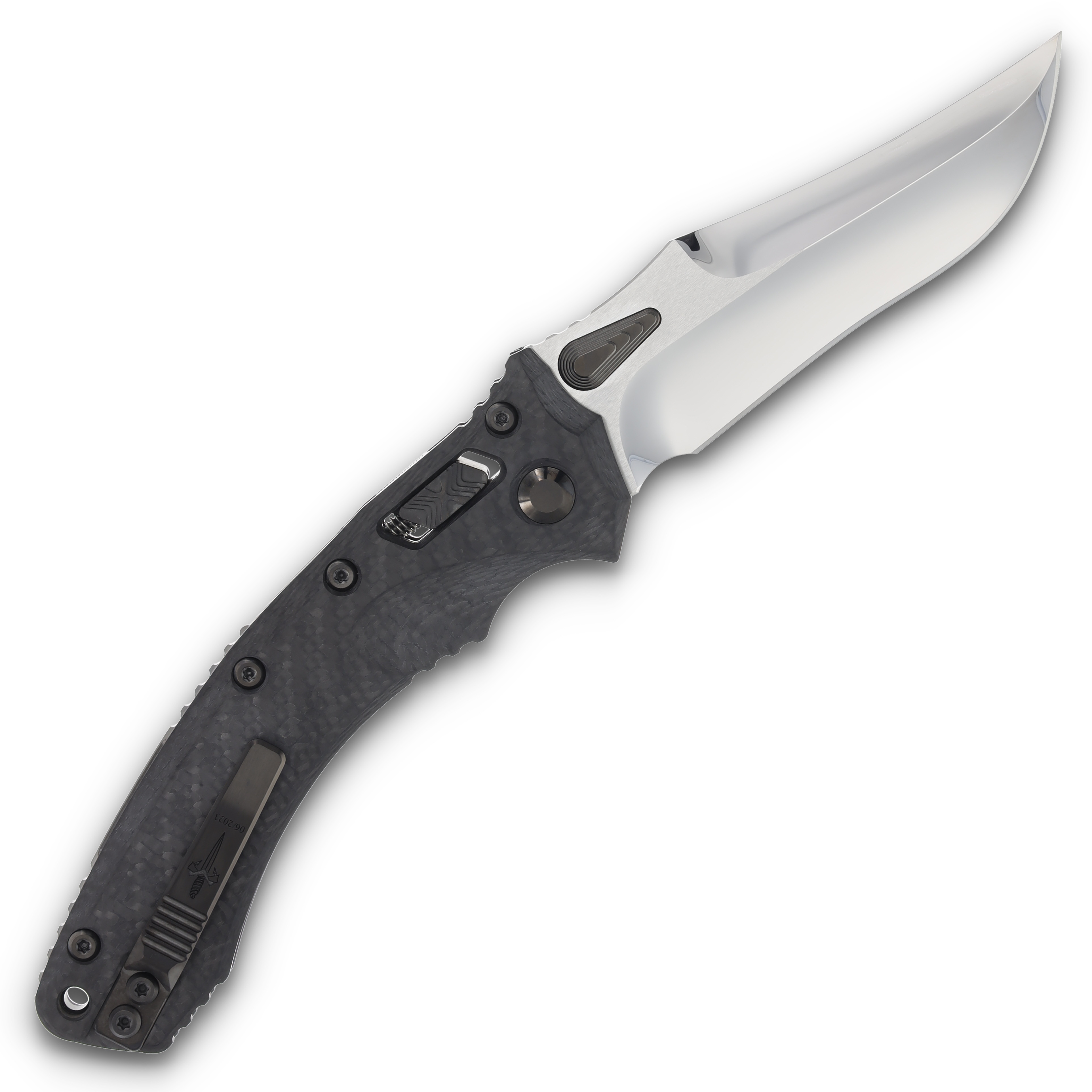 Microtech Amphibian RAM-LOK Folding Knife Mirror Polished Persian/ Carbon Fiber MT137RLPMPMCK View 2