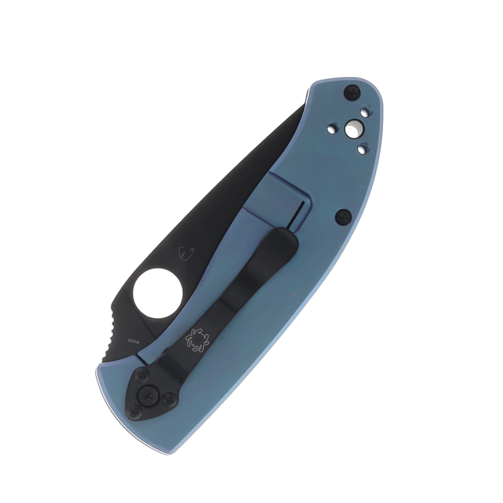 Spyderco Tenacious R.I.L. Blue 3.35 Inch Plain Black Oxide Drop Point SPC122TIBLBKP View 2