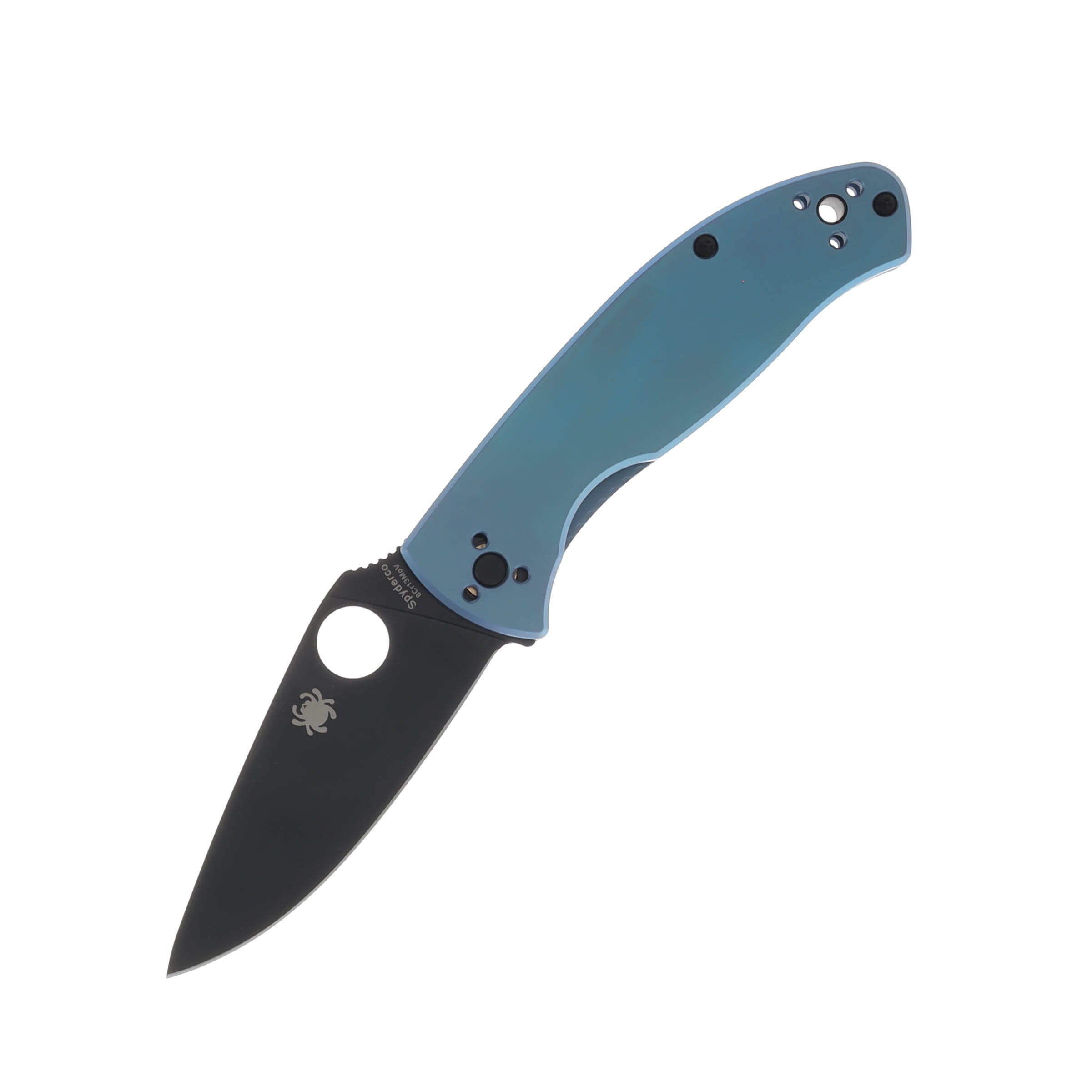 Spyderco Tenacious R.I.L. Blue 3.35 Inch Plain Black Oxide Drop Point SPC122TIBLBKP View 1