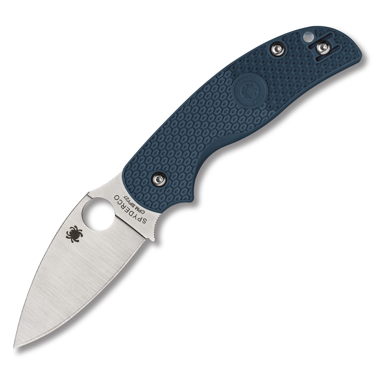 Spyderco Sage 5 Lightweight Cobalt Blue 3 Inch Plain Satin Leaf SPC123PCBL View 2