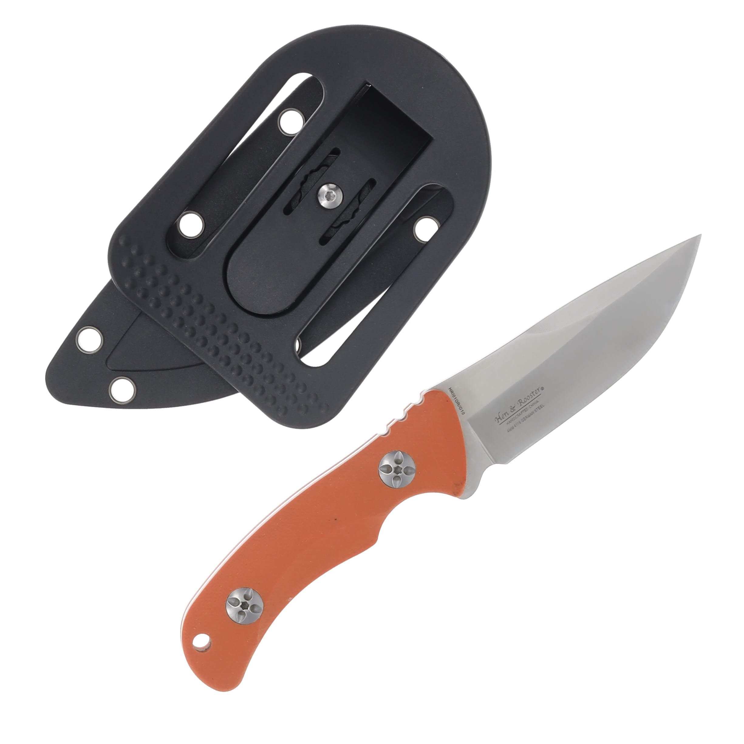 Hen & Rooster Modified Drop Point Orange G-10 Handle Fixed Blade HRI01ORG10 View 2