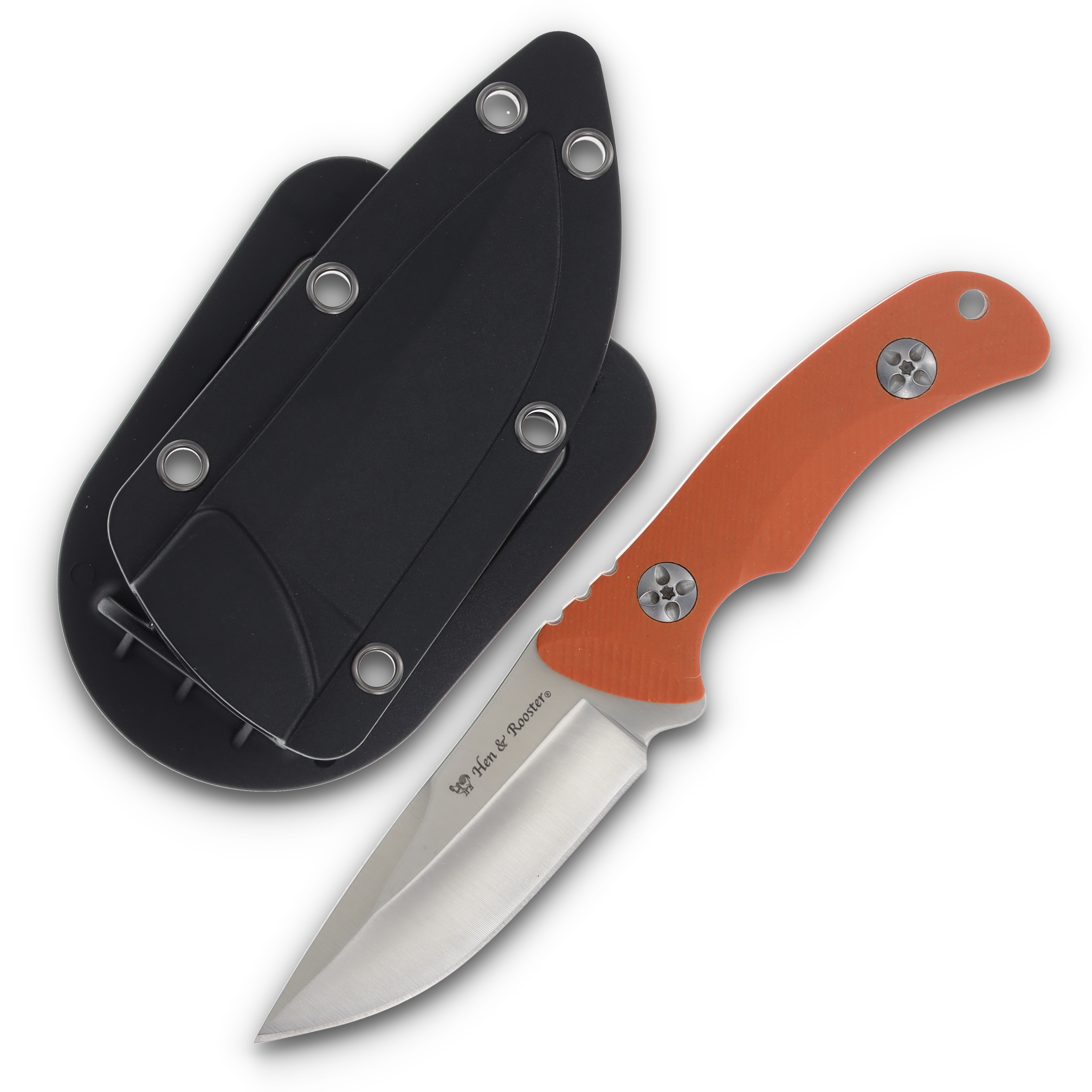 Hen & Rooster Fixed Blade Set Mod Drop Pt/Drop Pt Skinner Orange G-10 HRI0102ORSET View 7