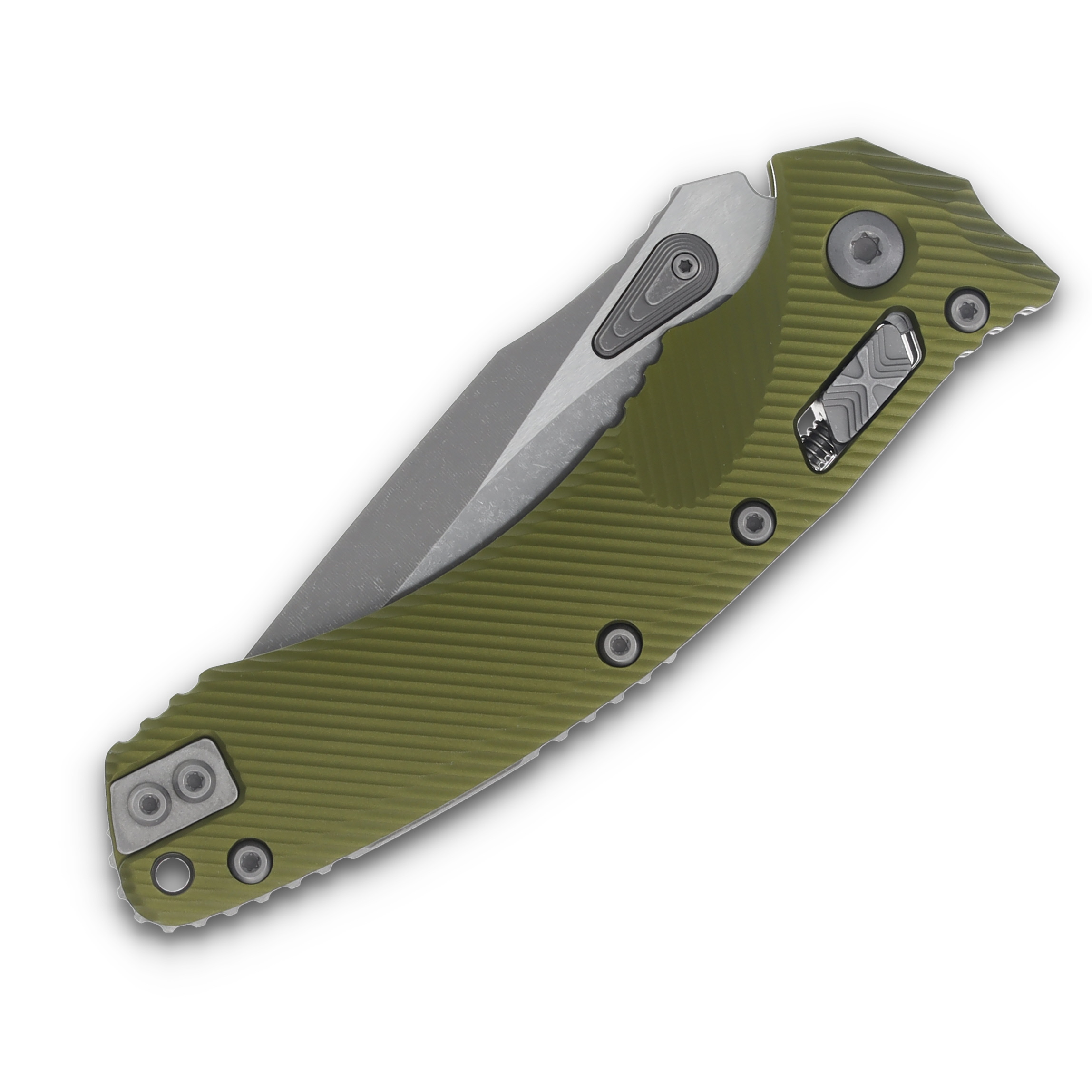 Microtech Amphibian - RAM-LOK S/E Fluted OD Green Apocalyptic Standard MT137RL10APFLOD View 5