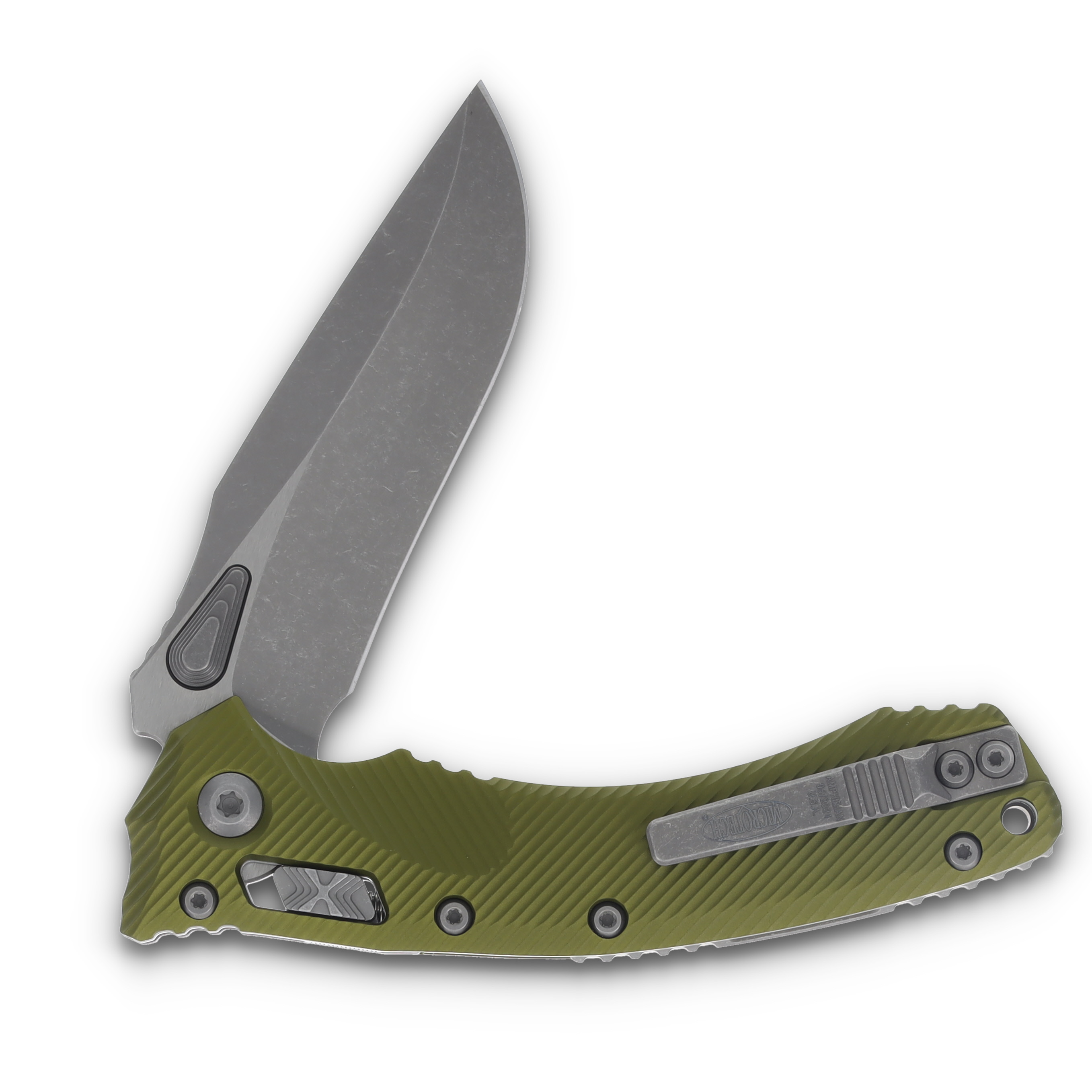 Microtech Amphibian - RAM-LOK S/E Fluted OD Green Apocalyptic Standard MT137RL10APFLOD View 4