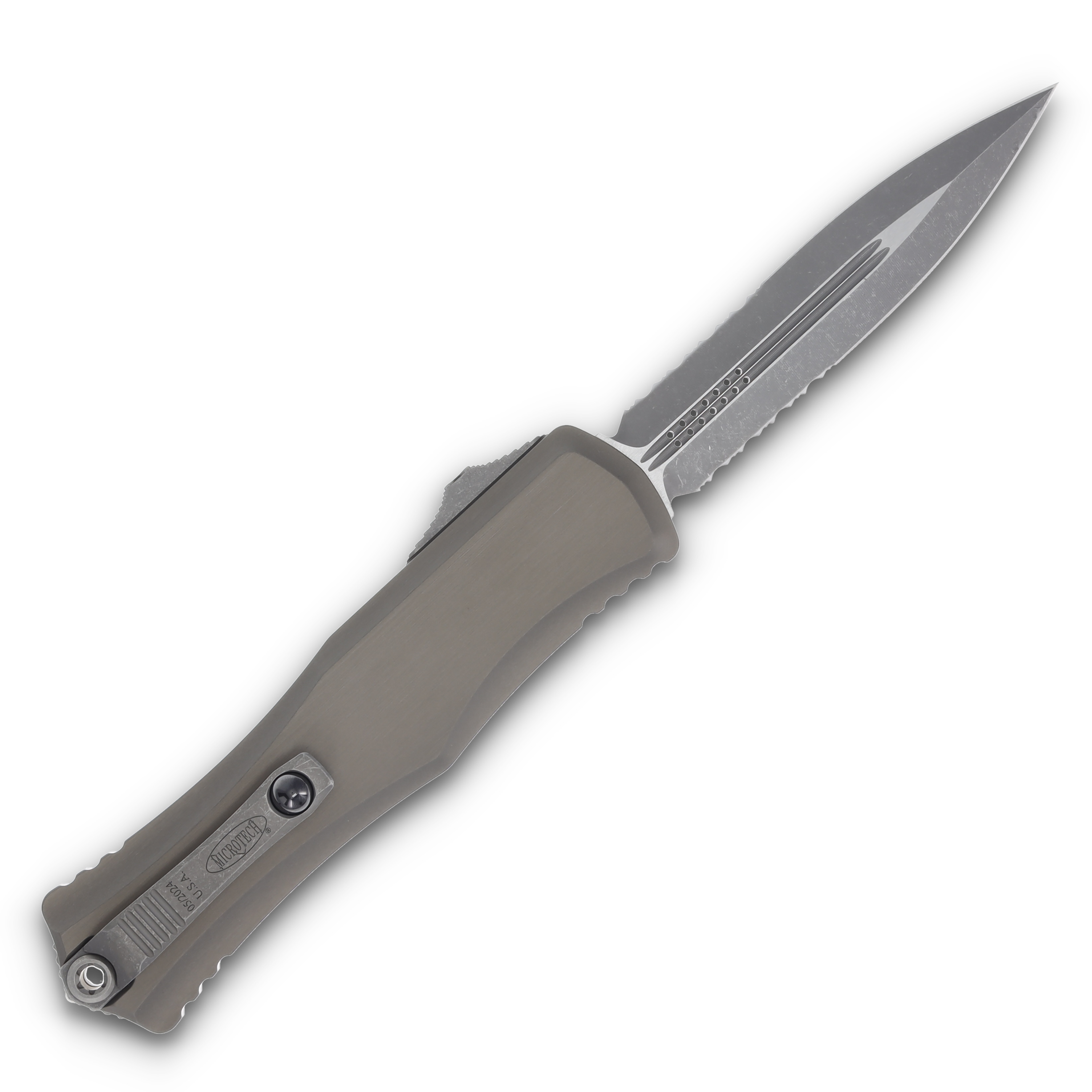 Microtech Hera® II D/E Natural Clear Apocalyptic® Partial Serrated AUMT170211APNC View 2