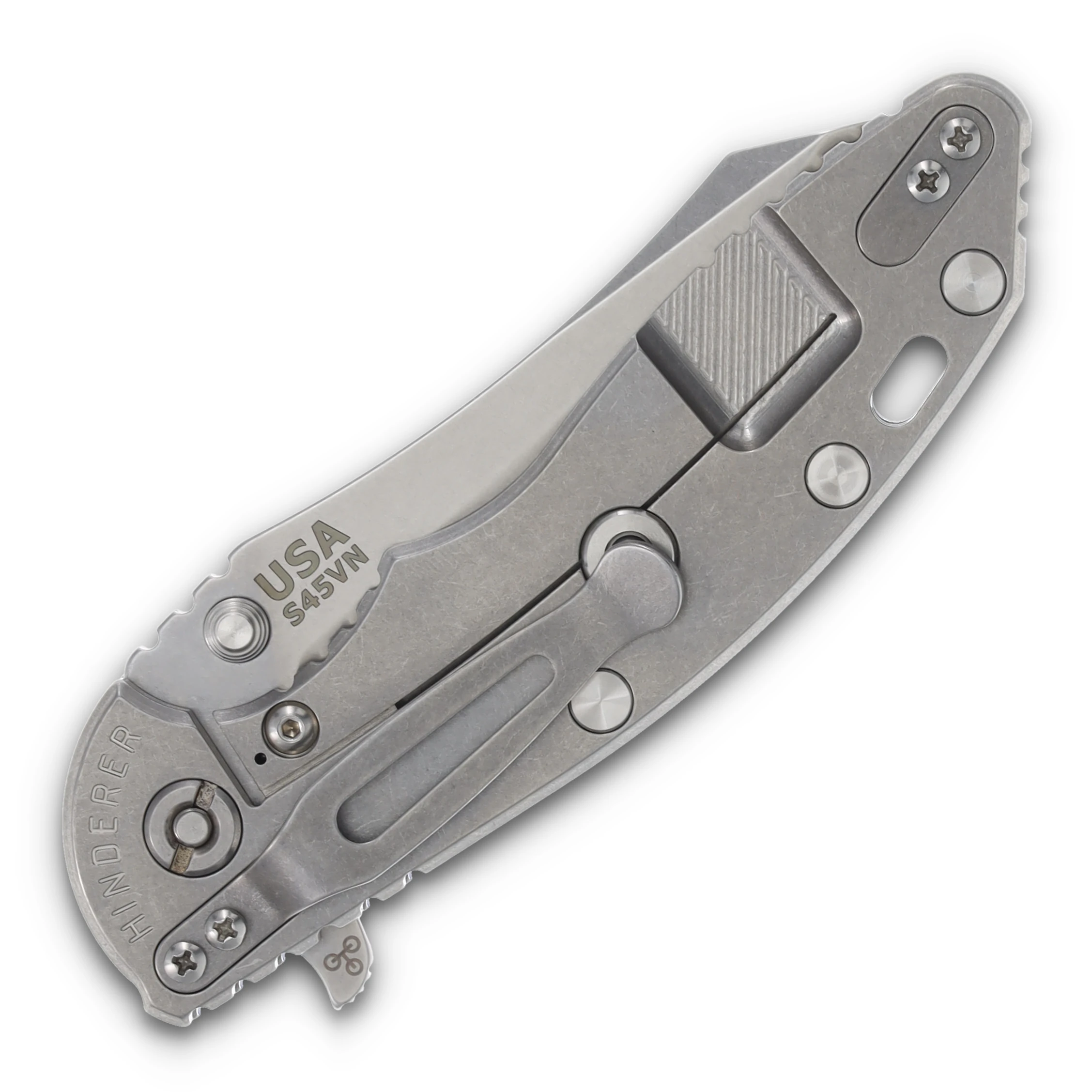 Hinderer XM-18 3.5 Framelock Folding Knife Stonewash Skinner/Blue G-10 and Stonewash Titanium KXM35SKINNERSWBL View 4