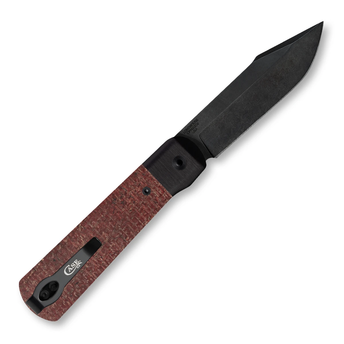 Case XX Blade Show 2024 Exclusive Longhouse Folding Knife Dark Red Burlap Micarta CA10769 View 3
