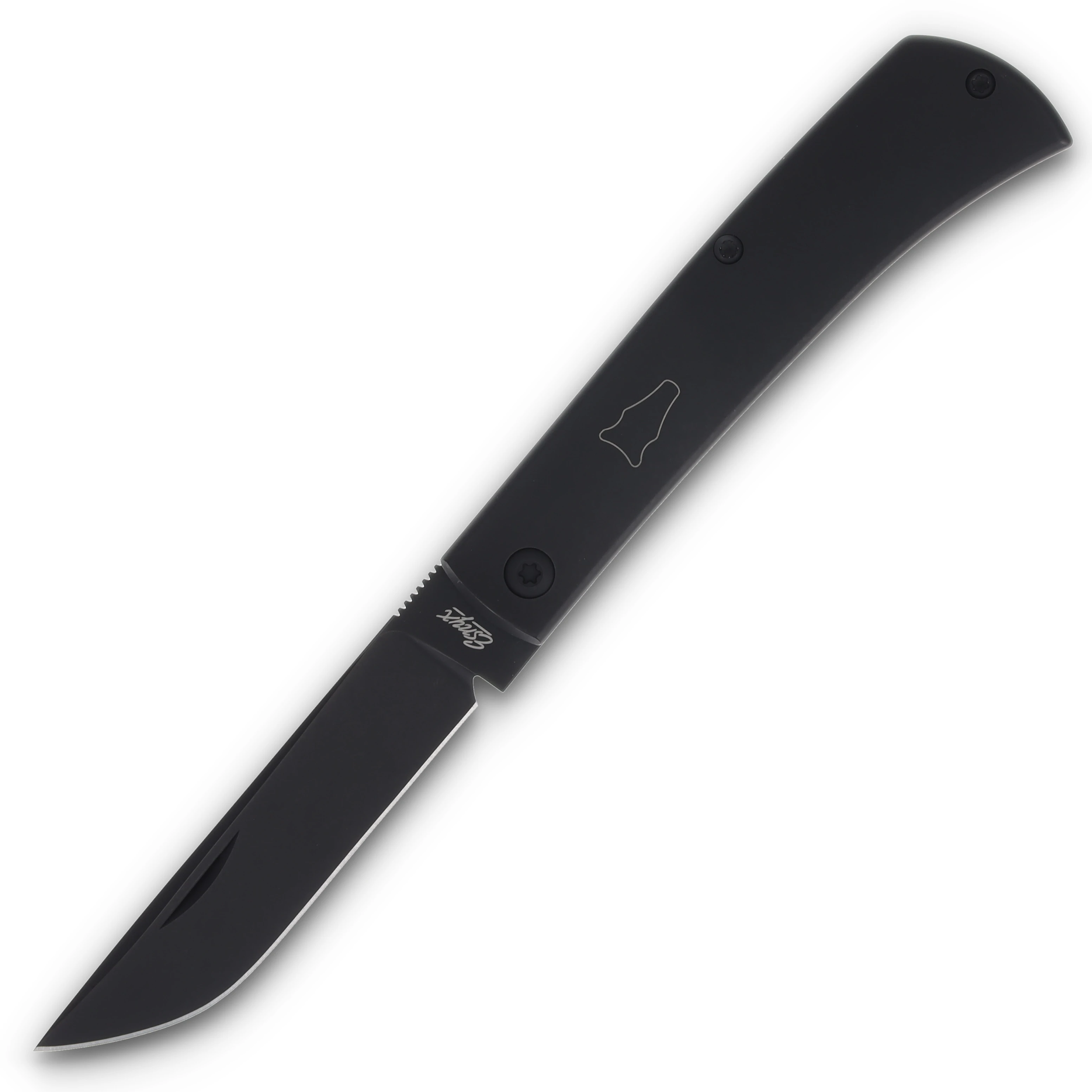 ESNYX Silver Line Workhorse Mokuti Clip 3.16in Plain Black PVD Drop Point ESN-WHFF-77 View 3
