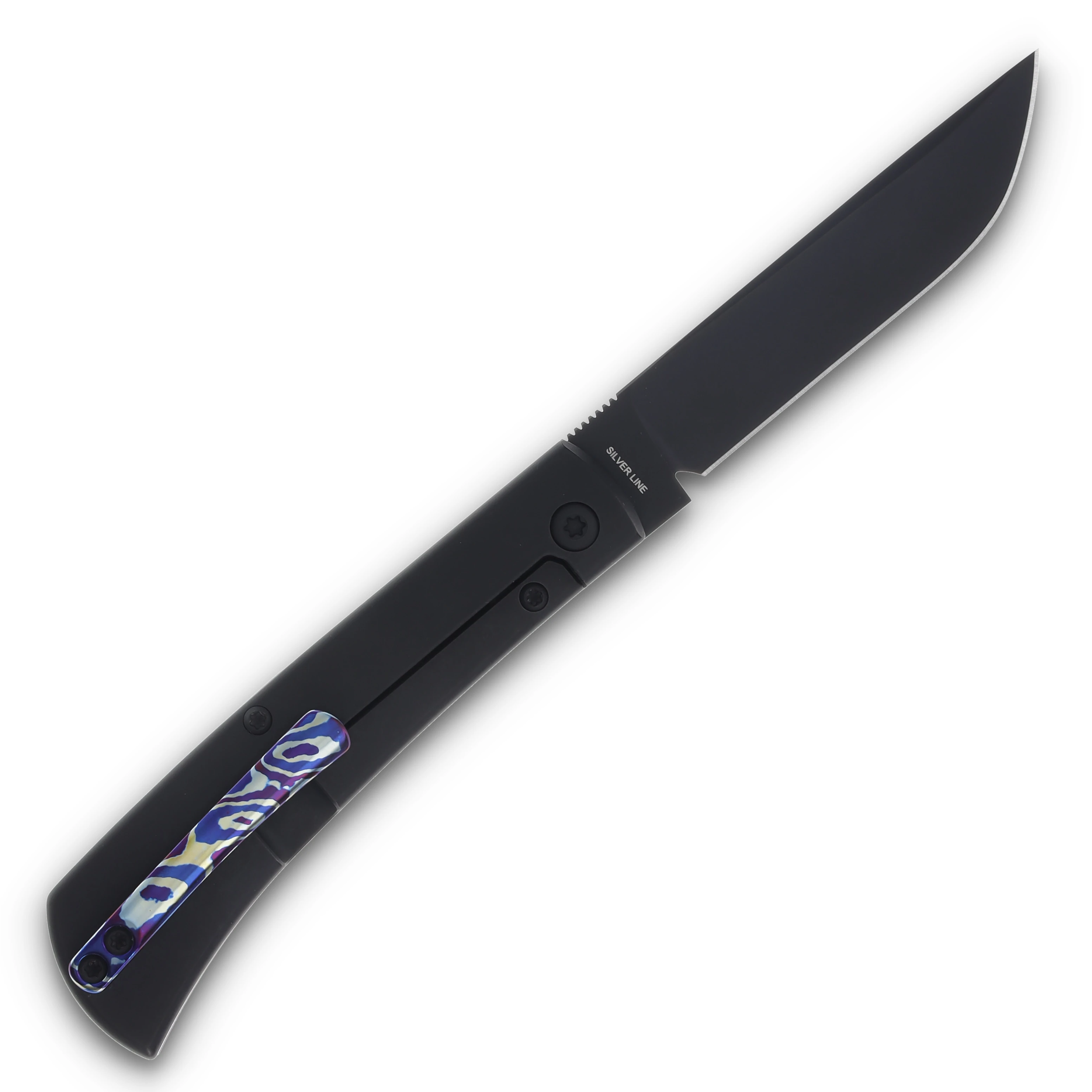 ESNYX Silver Line Workhorse Mokuti Clip 3.16in Plain Black PVD Drop Point ESN-WHFF-77 View 4