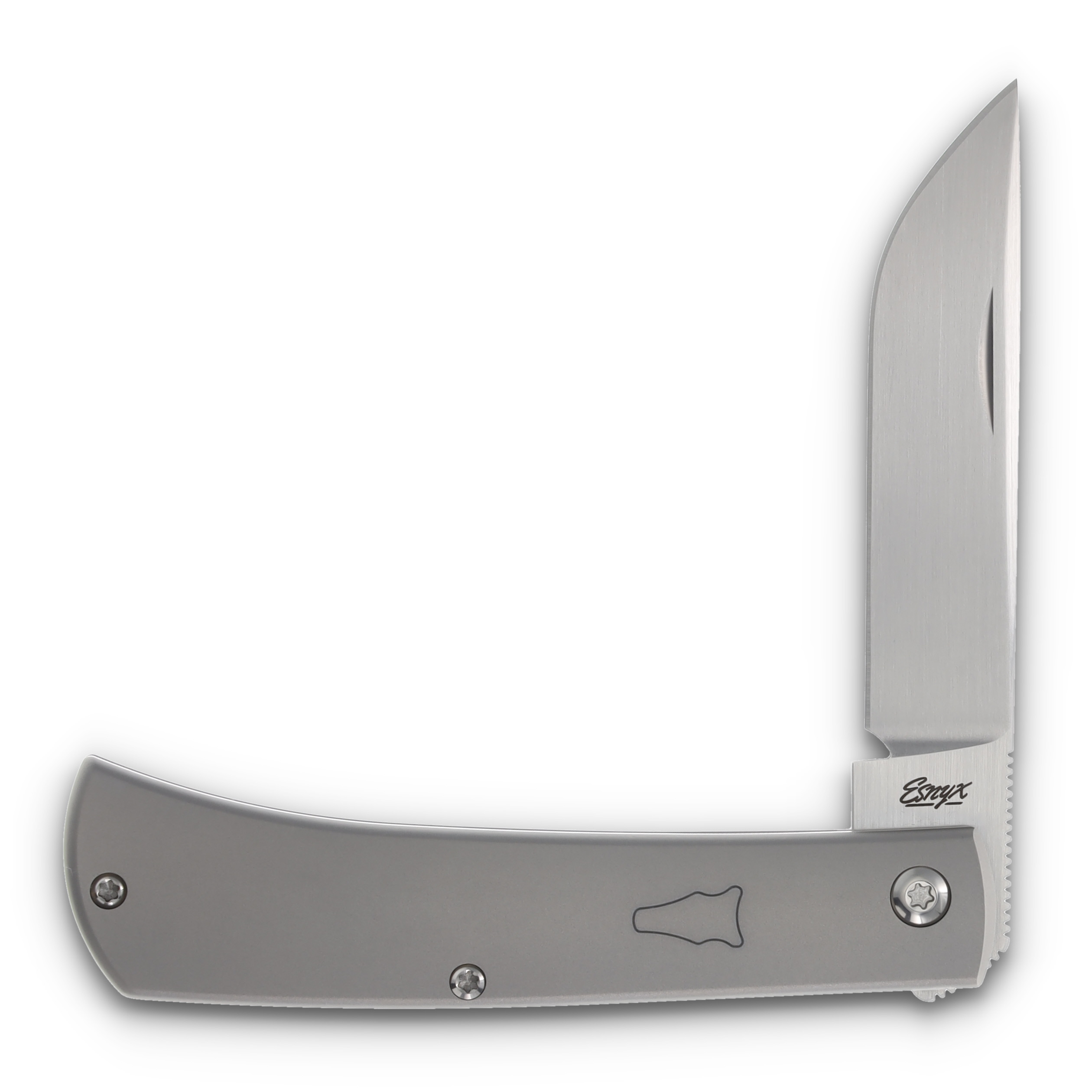 ESNYX Silver Line Workhorse Mokuti Shield Gray 3.16in Plain Satin Drop Point ESN-WHFF-75 View 1