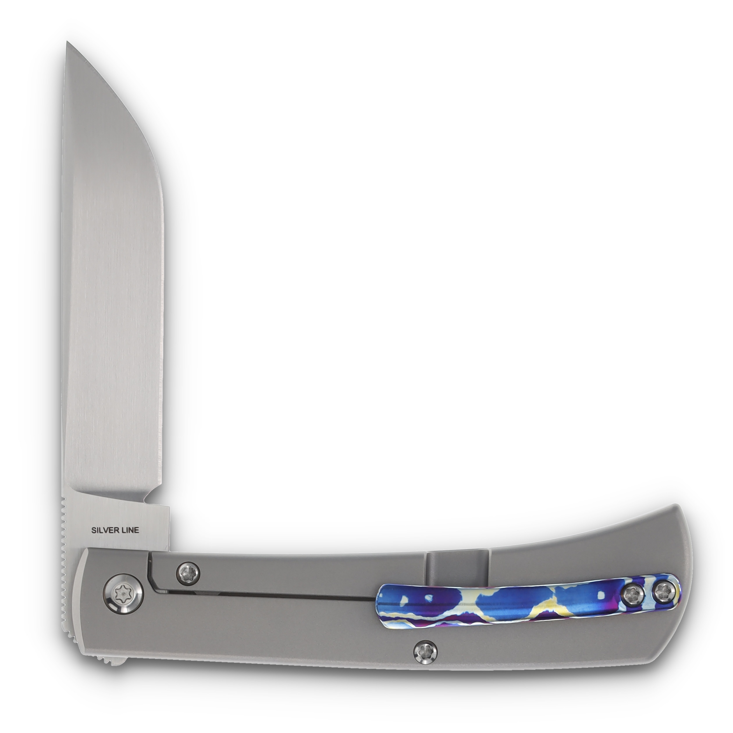 ESNYX Silver Line Workhorse Mokuti Shield Gray 3.16in Plain Satin Drop Point ESN-WHFF-75 View 2