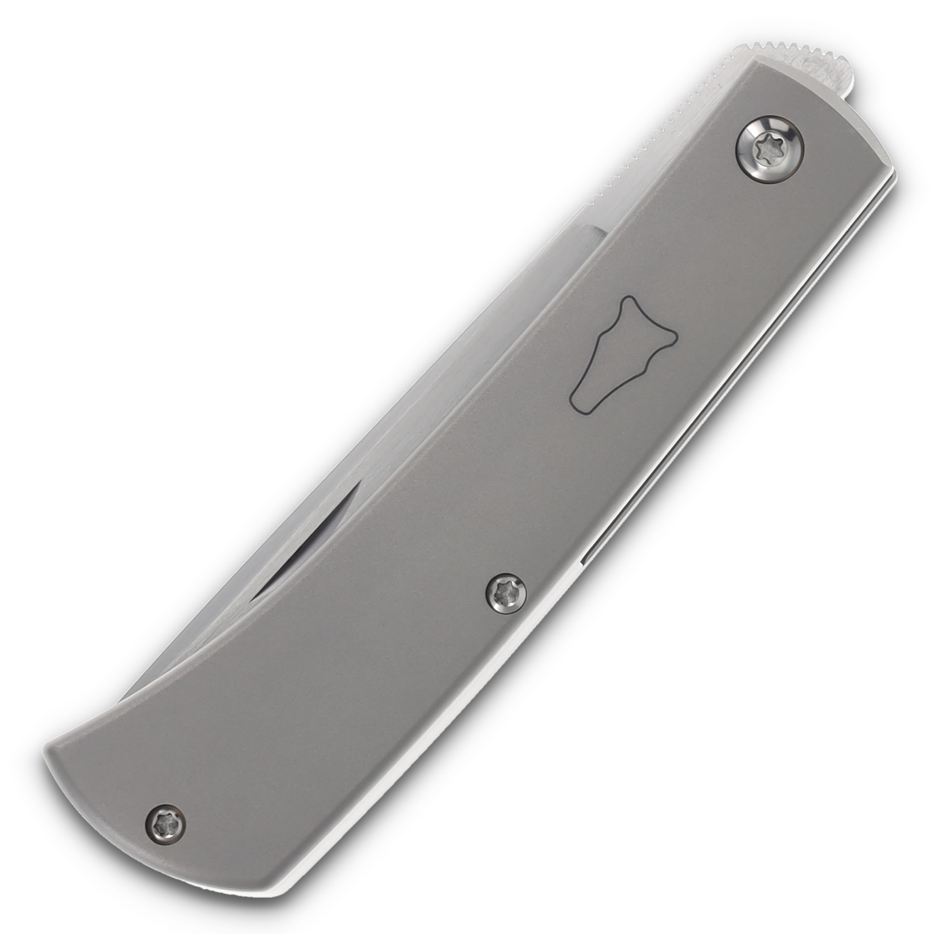 ESNYX Silver Line Workhorse Mokuti Shield Gray 3.16in Plain Satin Drop Point ESN-WHFF-75 View 5