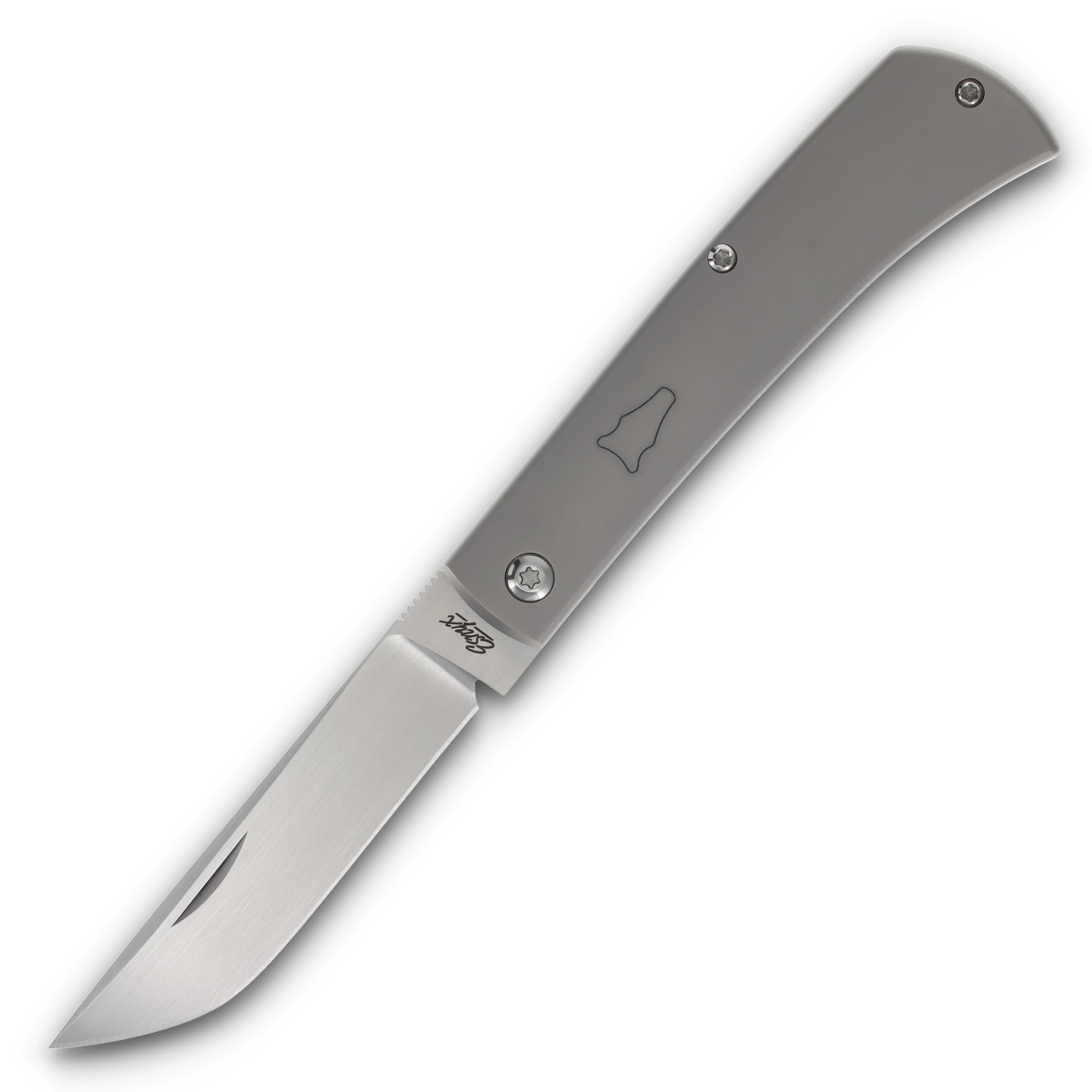ESNYX Silver Line Workhorse Gray 3.16 Inch Plain Satin Drop Point ESN-WHFF-74 View 3