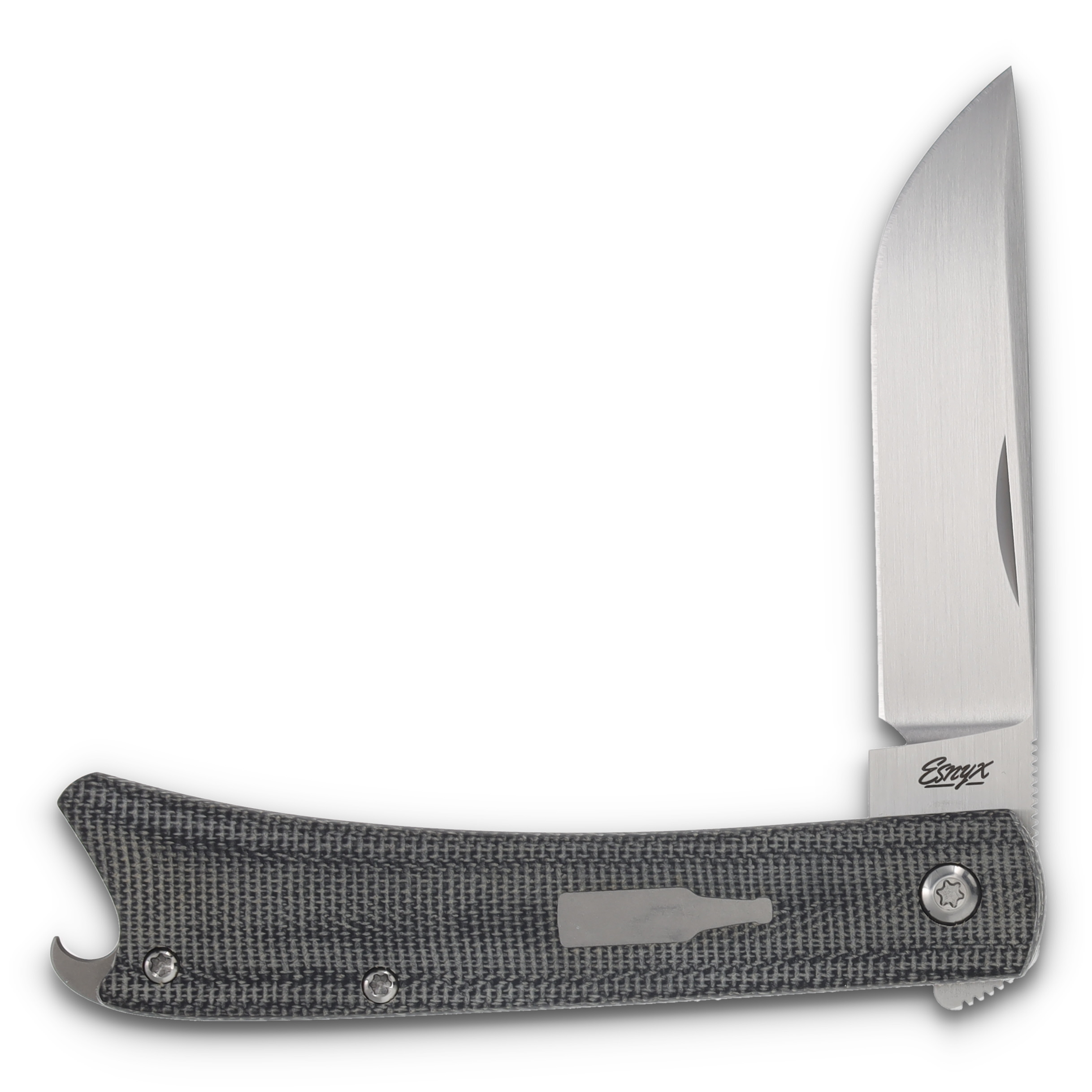 ESNYX Silver Line Beer Buster Black 3.02in Plain Edge Satin Drop Point ESN-BBFF-65 View 1