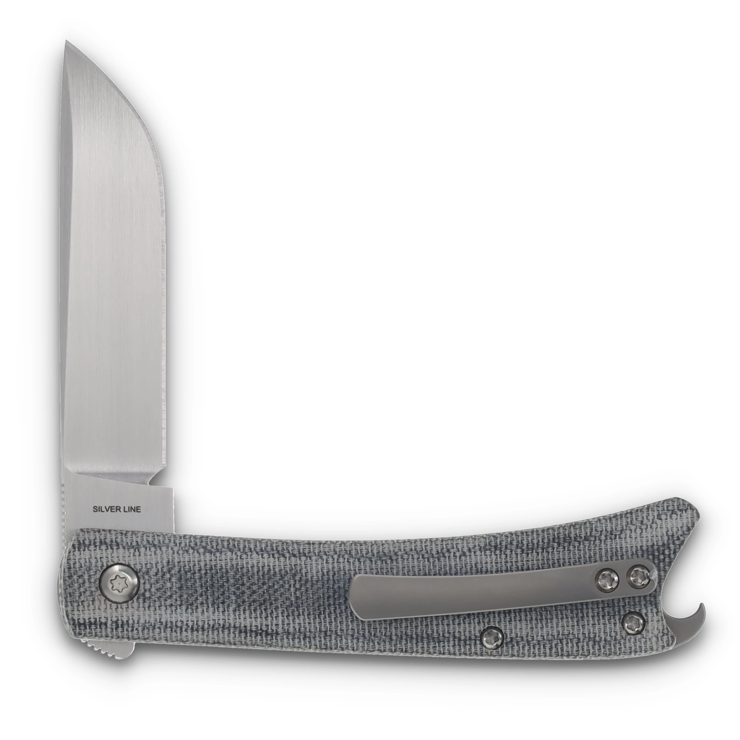 ESNYX Silver Line Beer Buster Mokuti Shield Blue 3.02in Plain Satin Drop Point ESN-BBFF-71 View 2