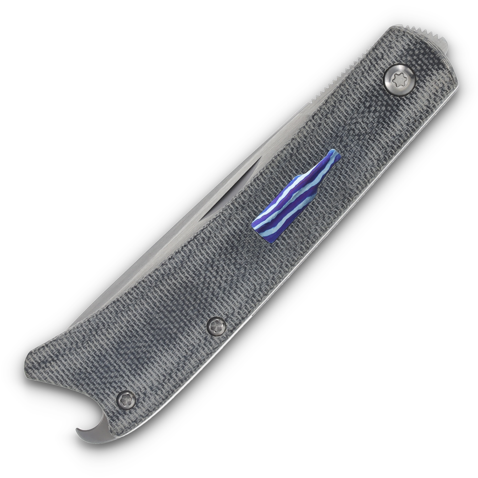 ESNYX Silver Line Beer Buster Mokuti Shield Blue 3.02in Plain Satin Drop Point ESN-BBFF-71 View 5