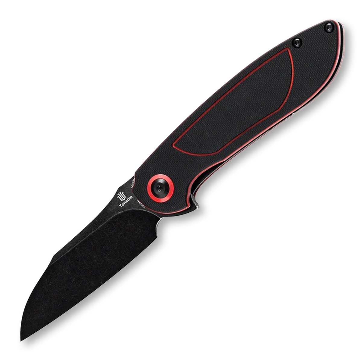 Tenable Prometheus Folding Knife 3.29 Inch Plain Blackwash Wharncliffe T1040A1 View 1