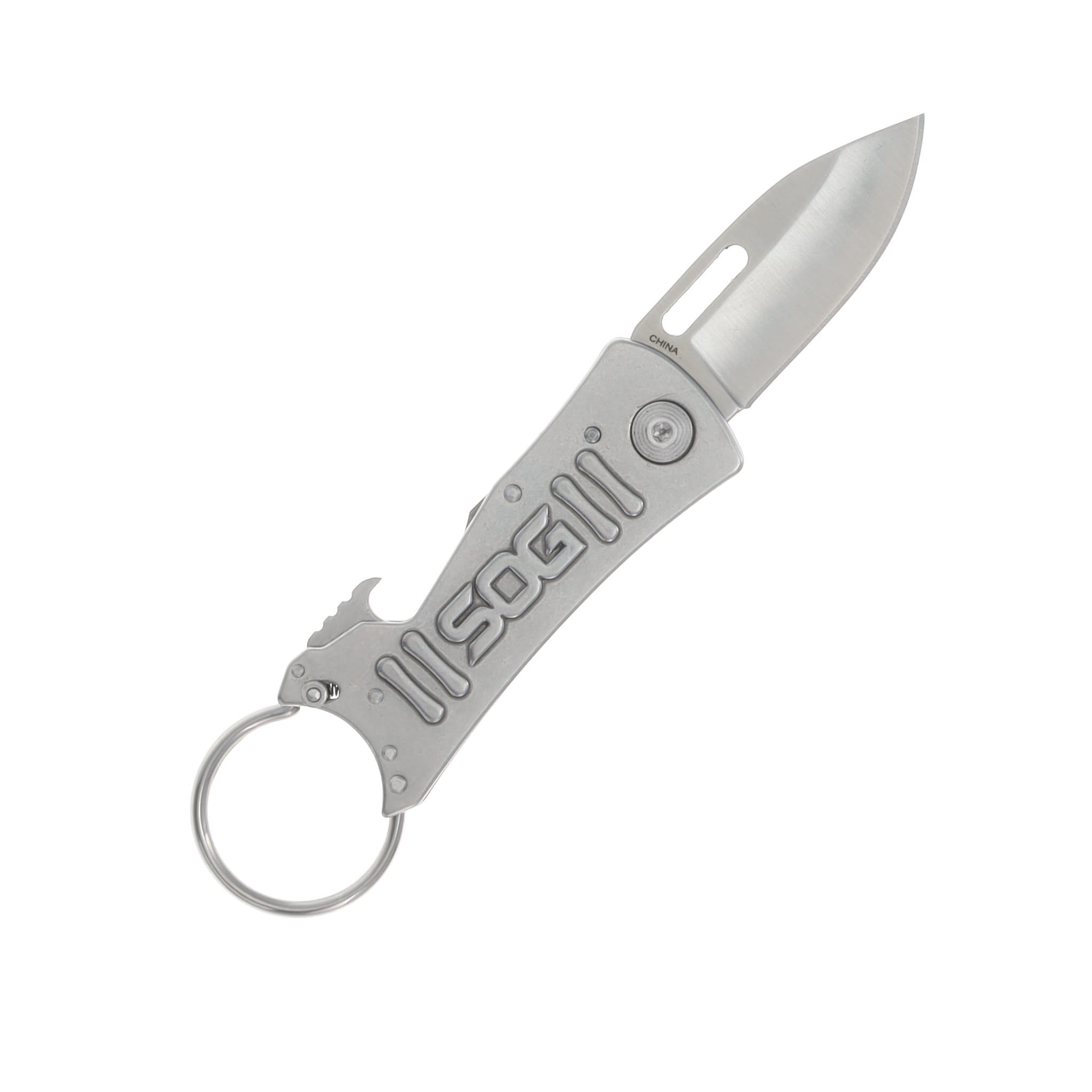 SOG Knives KeyTron Folding Knife 1.8in Grey Plain Clip Point Blade SOGKT1001CP View 2