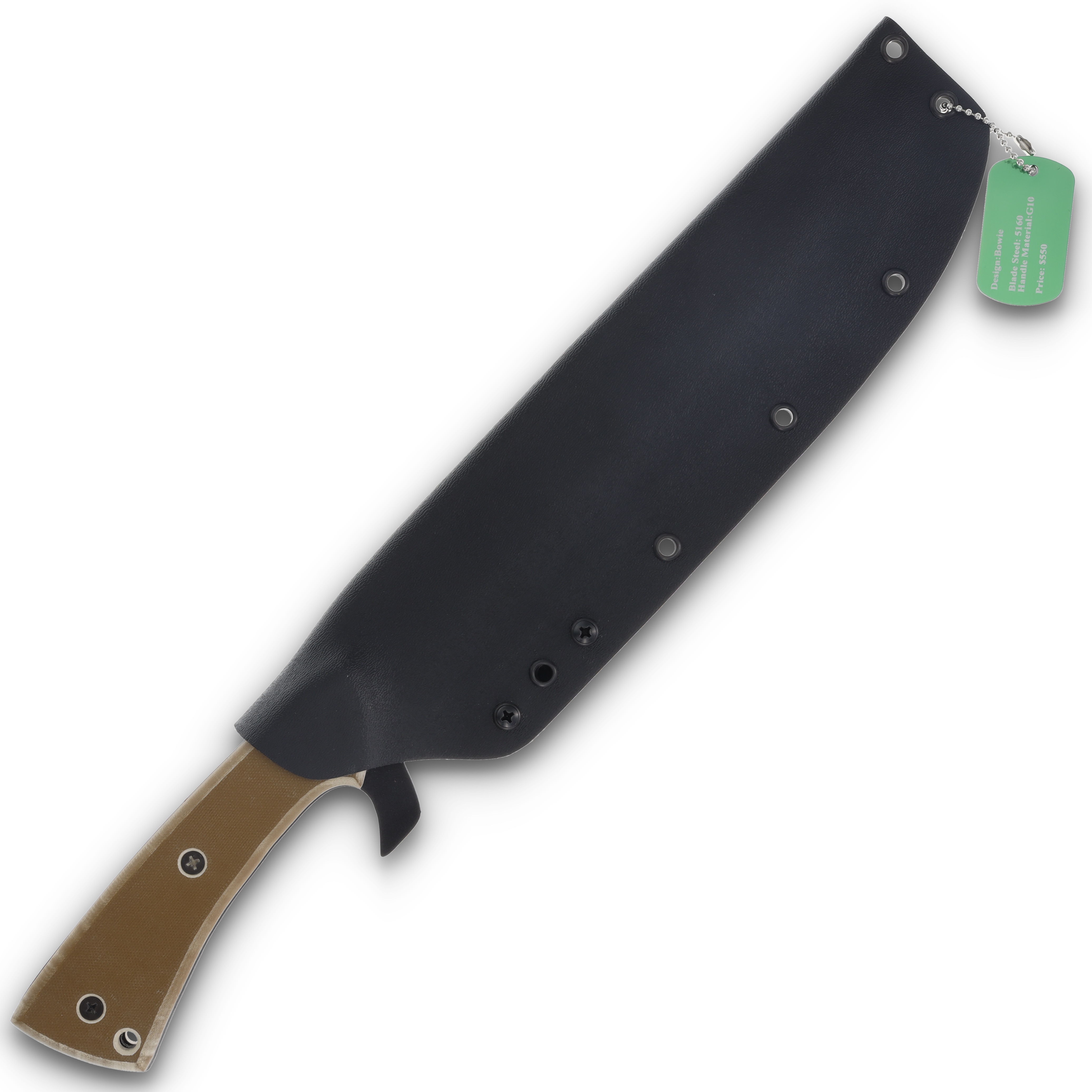 GTI Custom Bowie Black 5160/Tan G-10 with Kydex Sheath GTI43 View 7