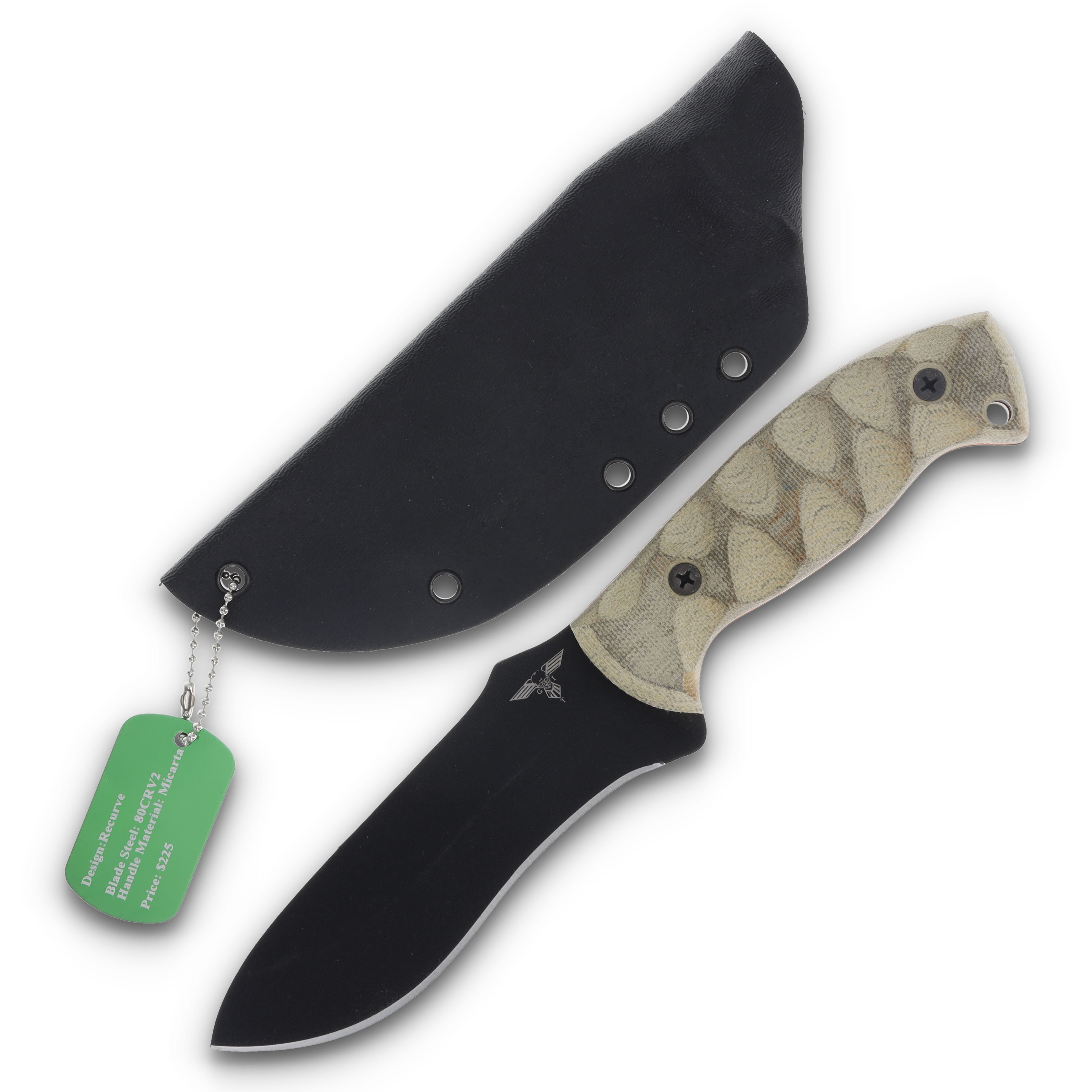 GTI Custom Recurve Black 80CRV2/Micarta with Kydex Sheath GTI44 View 1