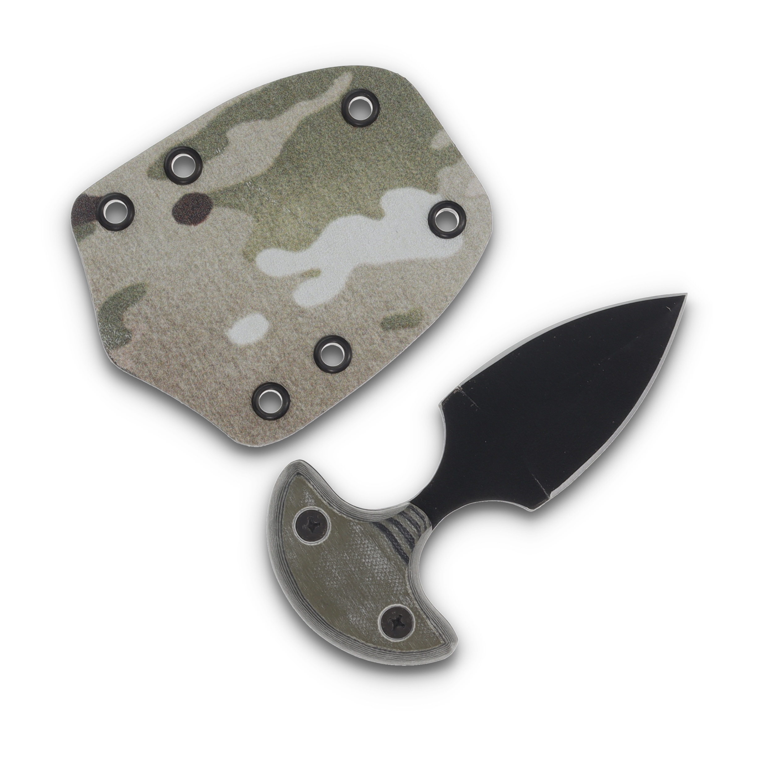 GTI Custom Push Dagger Black Coated/Camo Micarta with Kydex Sheath GTI46 View 2