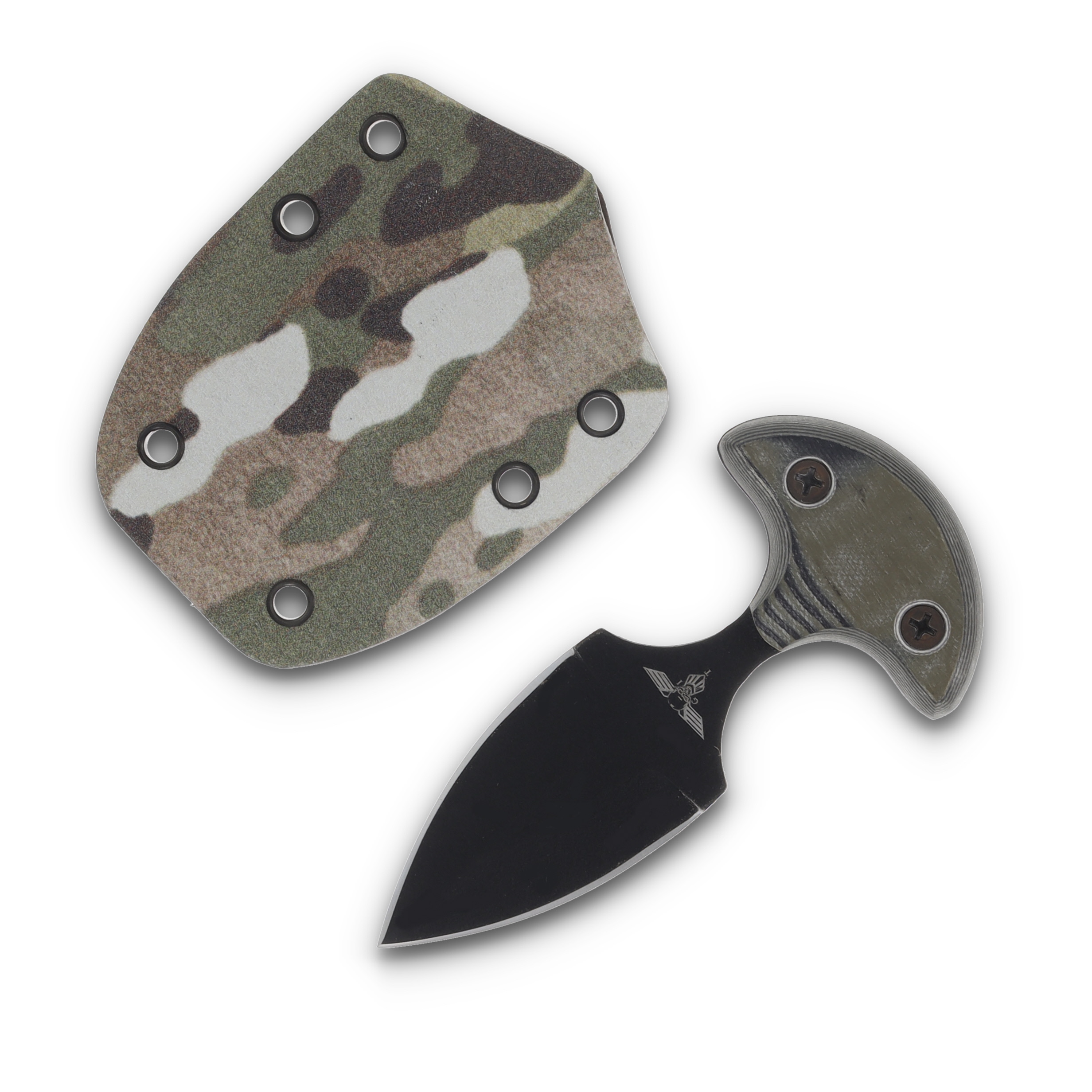 GTI Custom Push Dagger Black Coated/Camo Micarta with Kydex Sheath GTI46 View 1