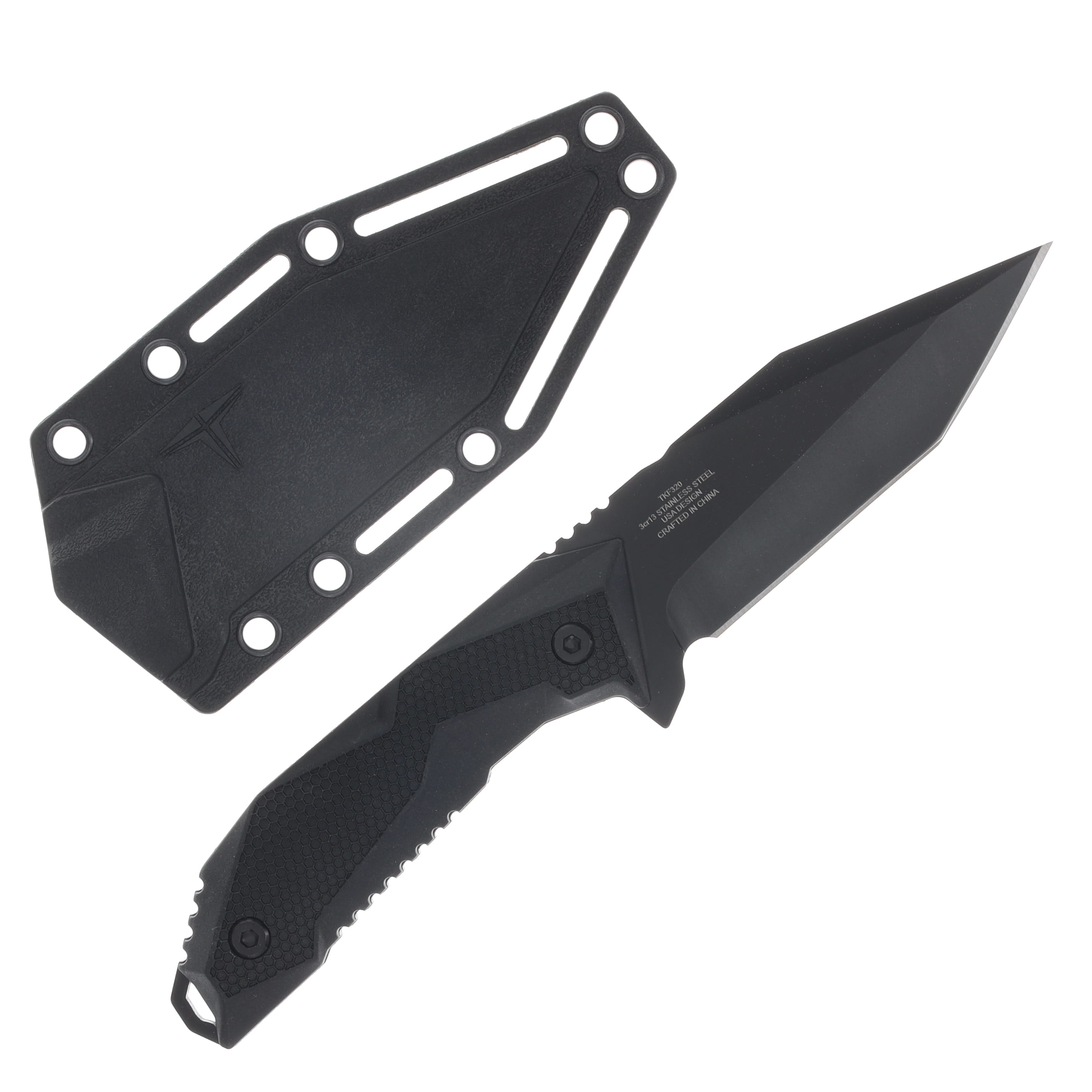 Takumitak Terminal Black Oxide 4in Modified Tanto Fixed Blade Knife TKF320 View 2