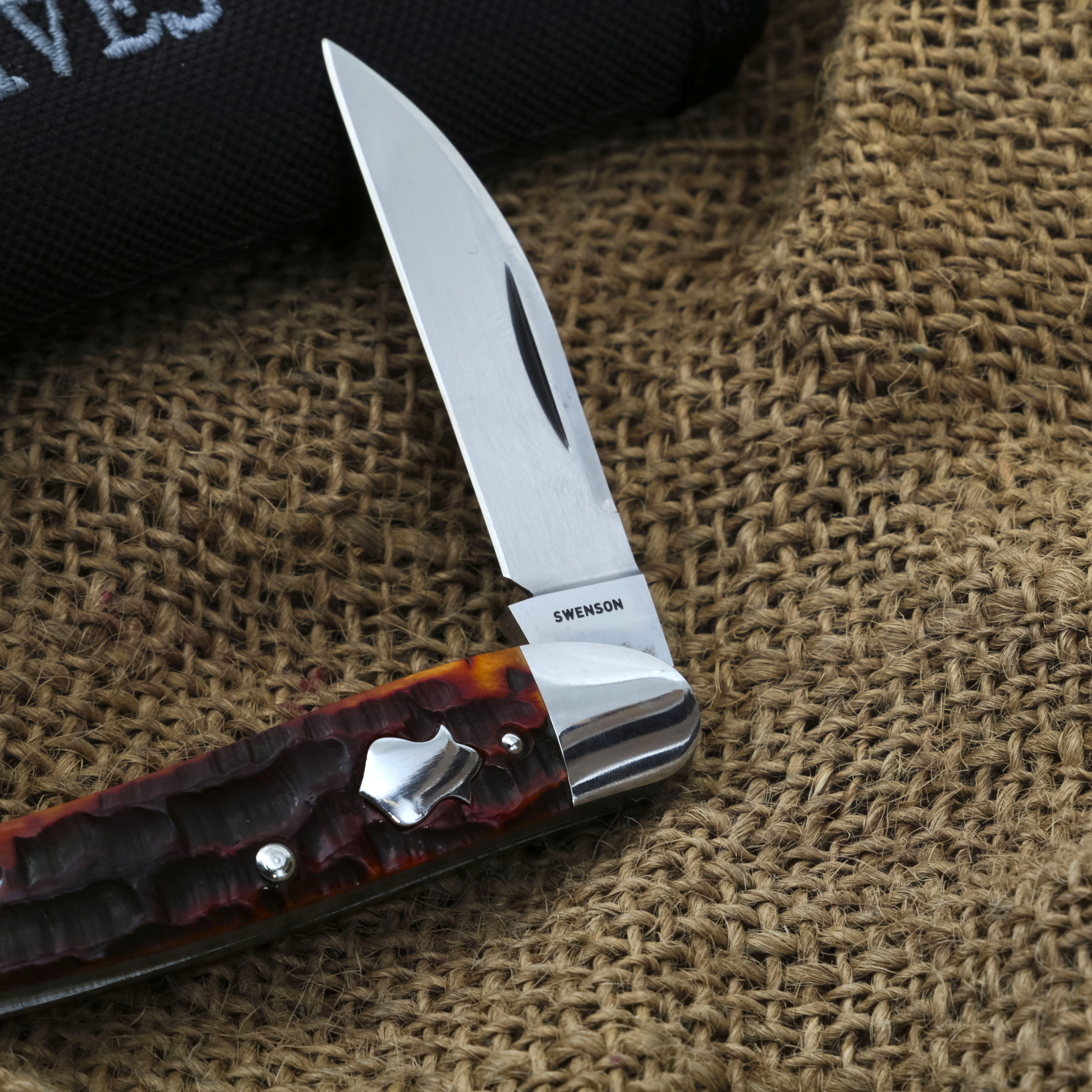 Swenson Knives Mahogany Jigged Bone Seahorse Whittler Folding Knife LS002 View 12