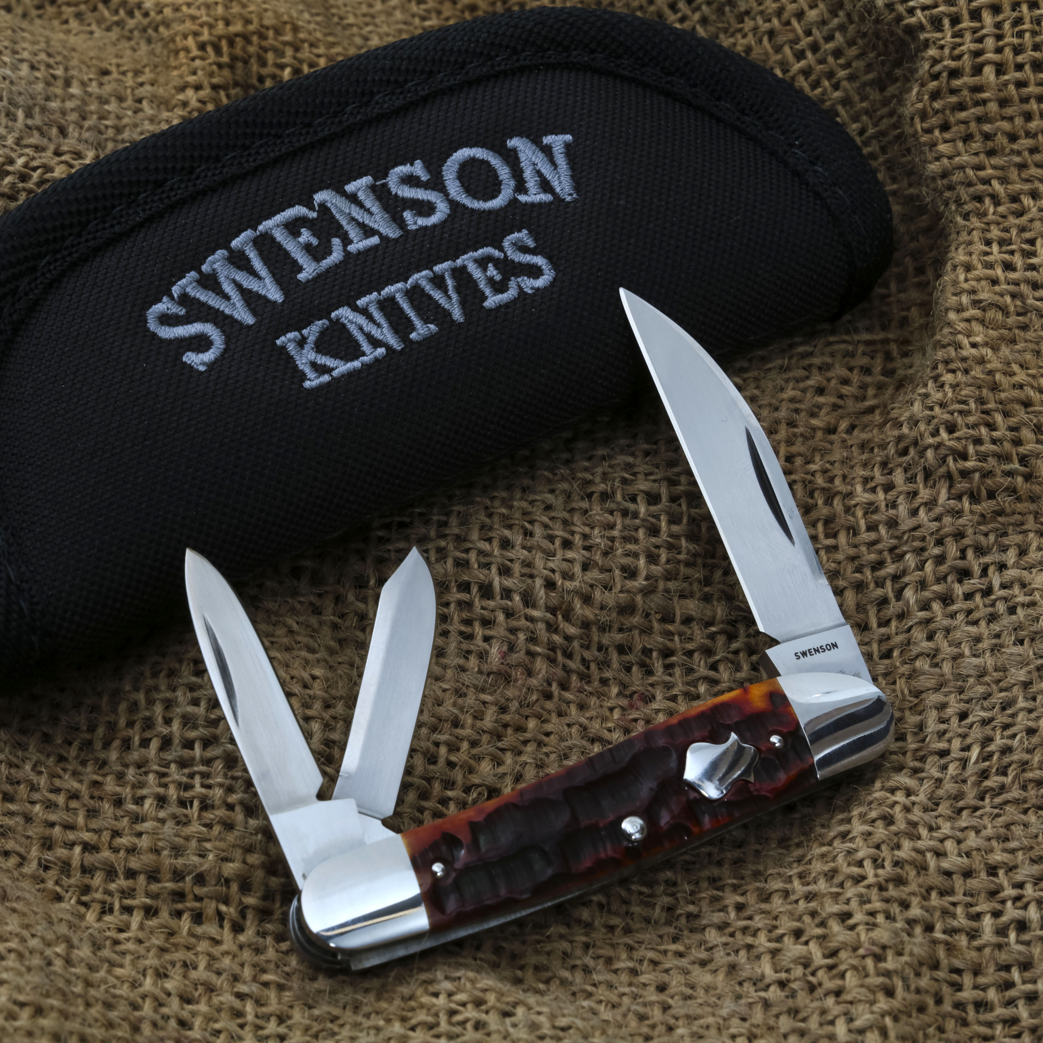 Swenson Knives Mahogany Jigged Bone Seahorse Whittler Folding Knife LS002 View 8