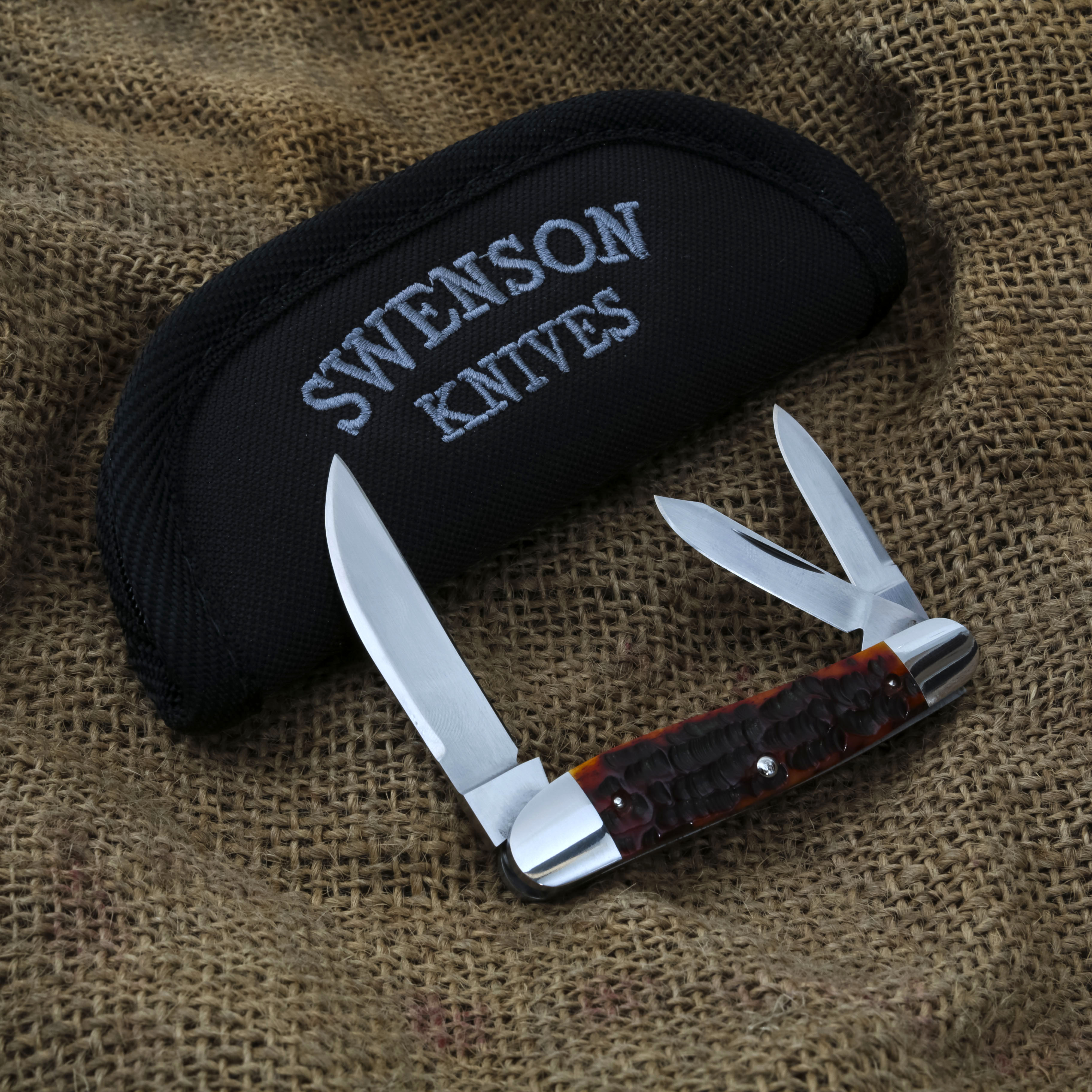 Swenson Knives Mahogany Jigged Bone Seahorse Whittler Folding Knife LS002 View 10