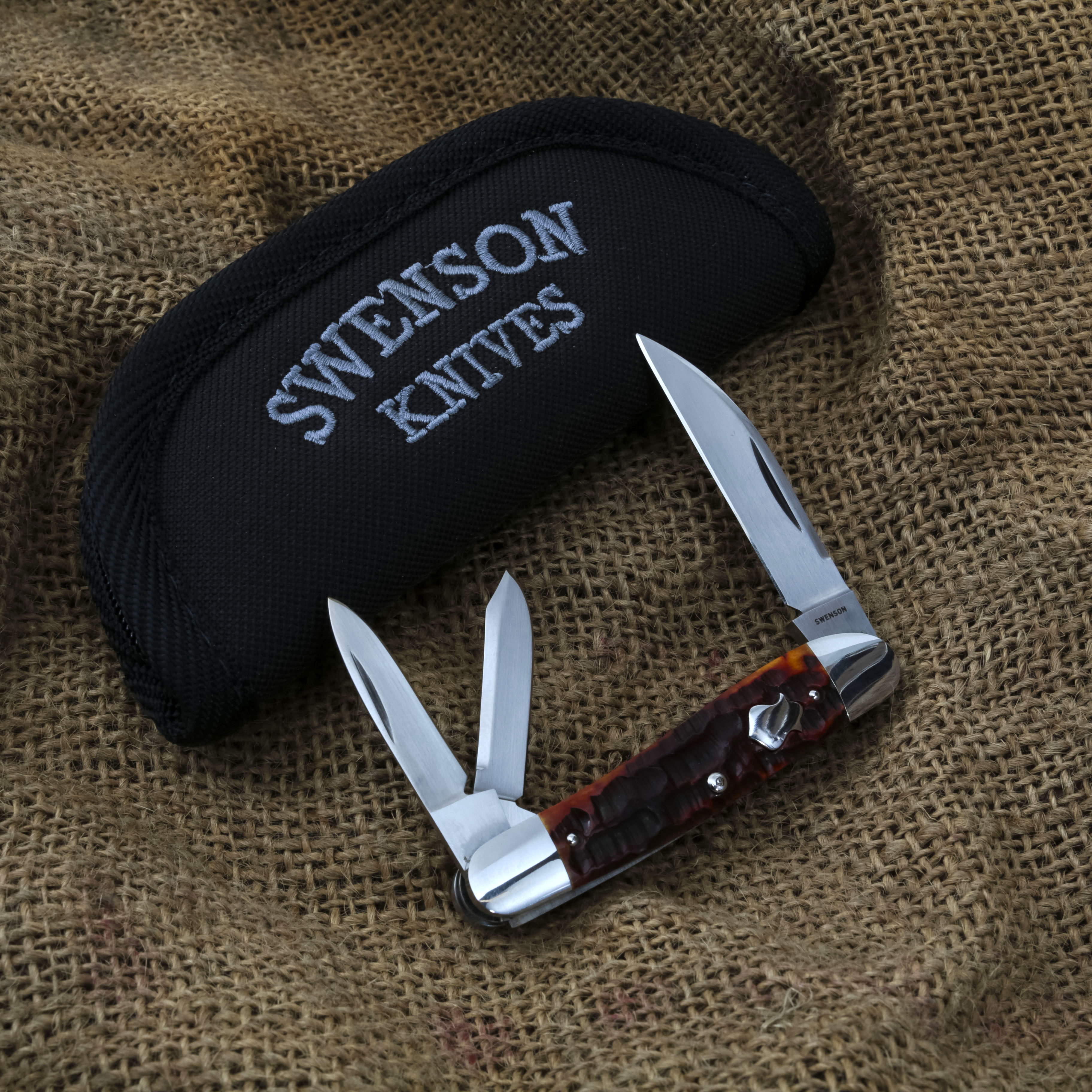 Swenson Knives Mahogany Jigged Bone Seahorse Whittler Folding Knife LS002 View 9