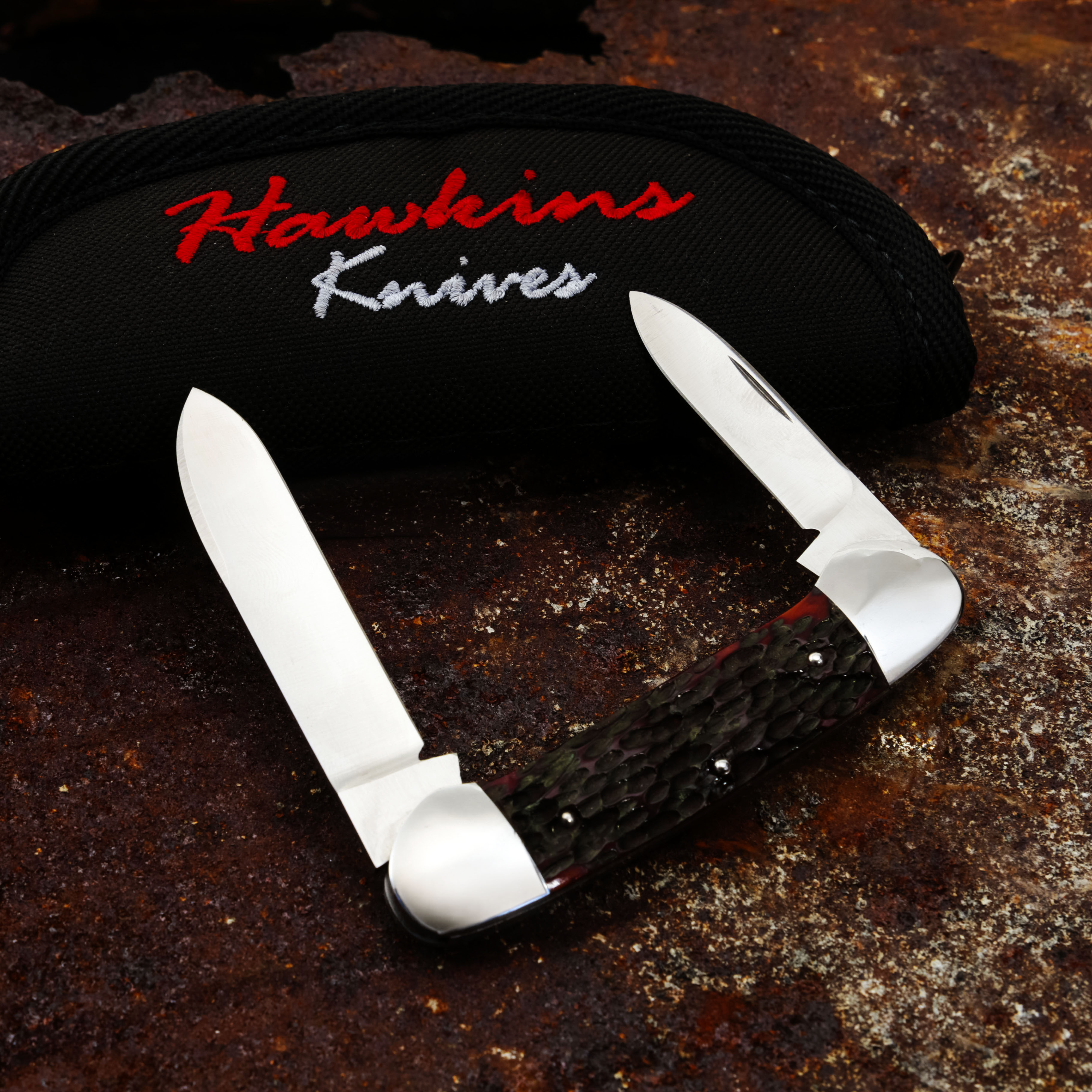 Hawkins Knives Mahogany Red Jigged Bone Canoe Folding Knife JH004 View 9