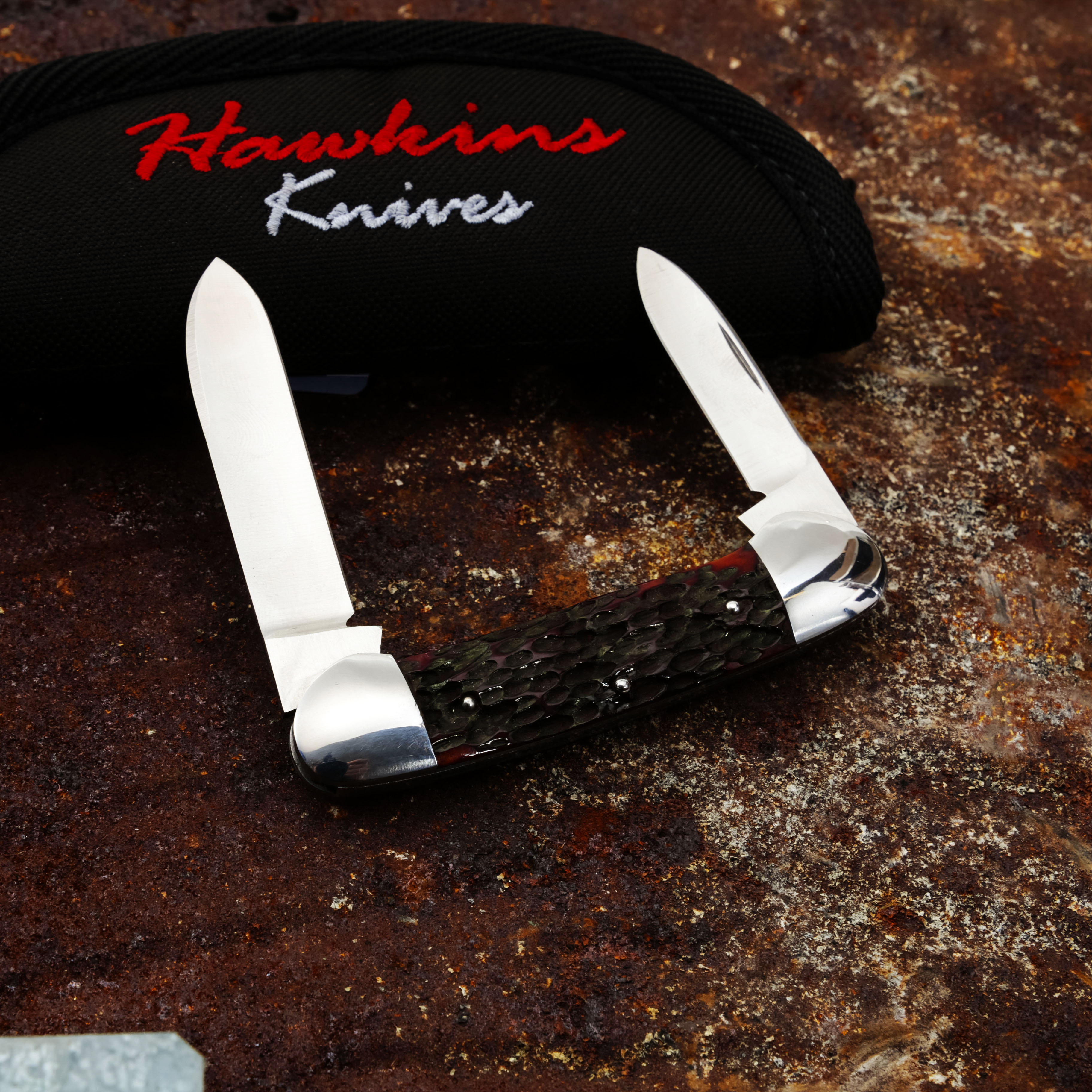 Hawkins Knives Mahogany Red Jigged Bone Canoe Folding Knife JH004 View 11