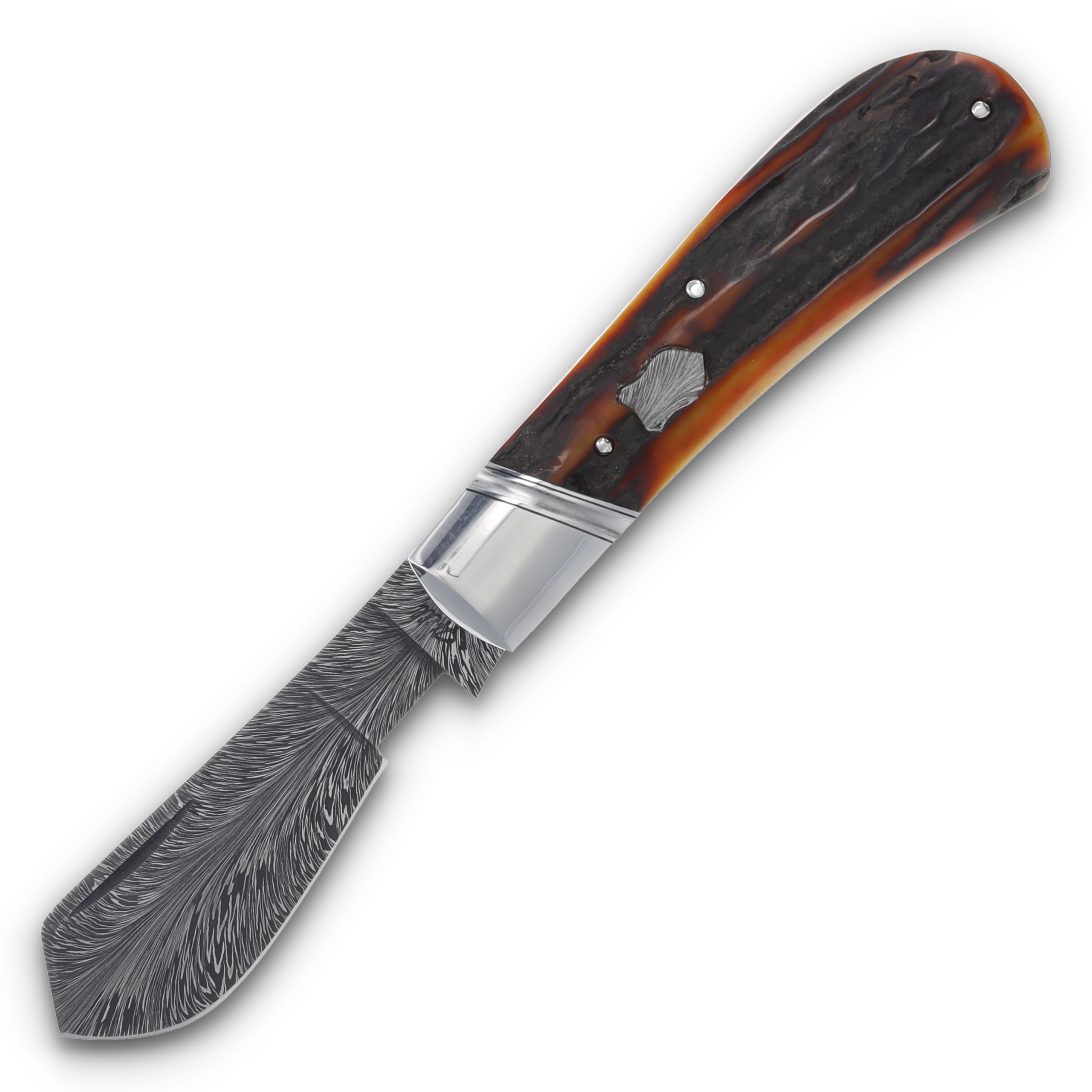 Tobin Hill Cotton Sampler Mike Tyre Shield Amber Sambar Stag 2.25in Damascus TH003 View 1