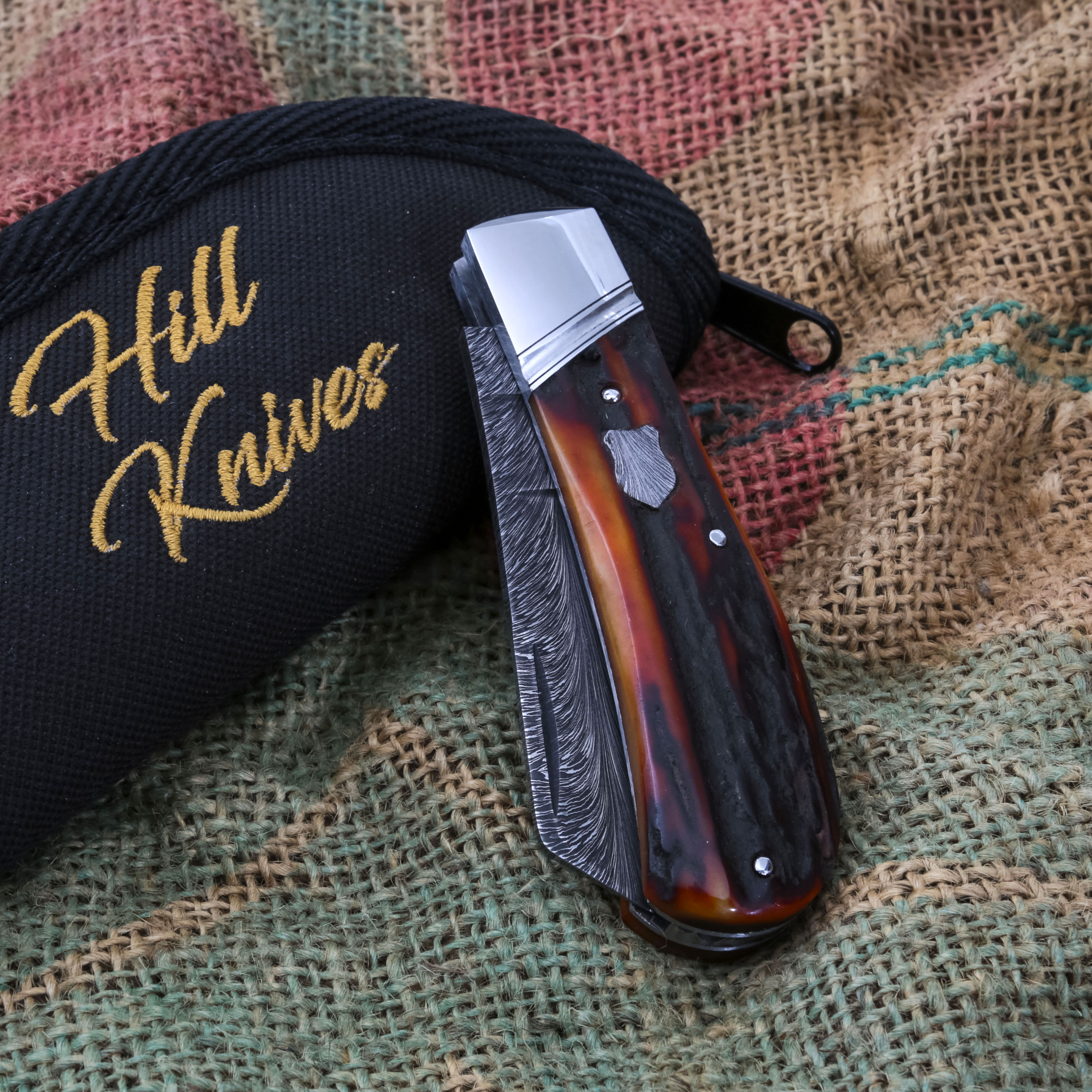 Tobin Hill Cotton Sampler Mike Tyre Shield Amber Sambar Stag 2.25in Damascus TH003 View 14