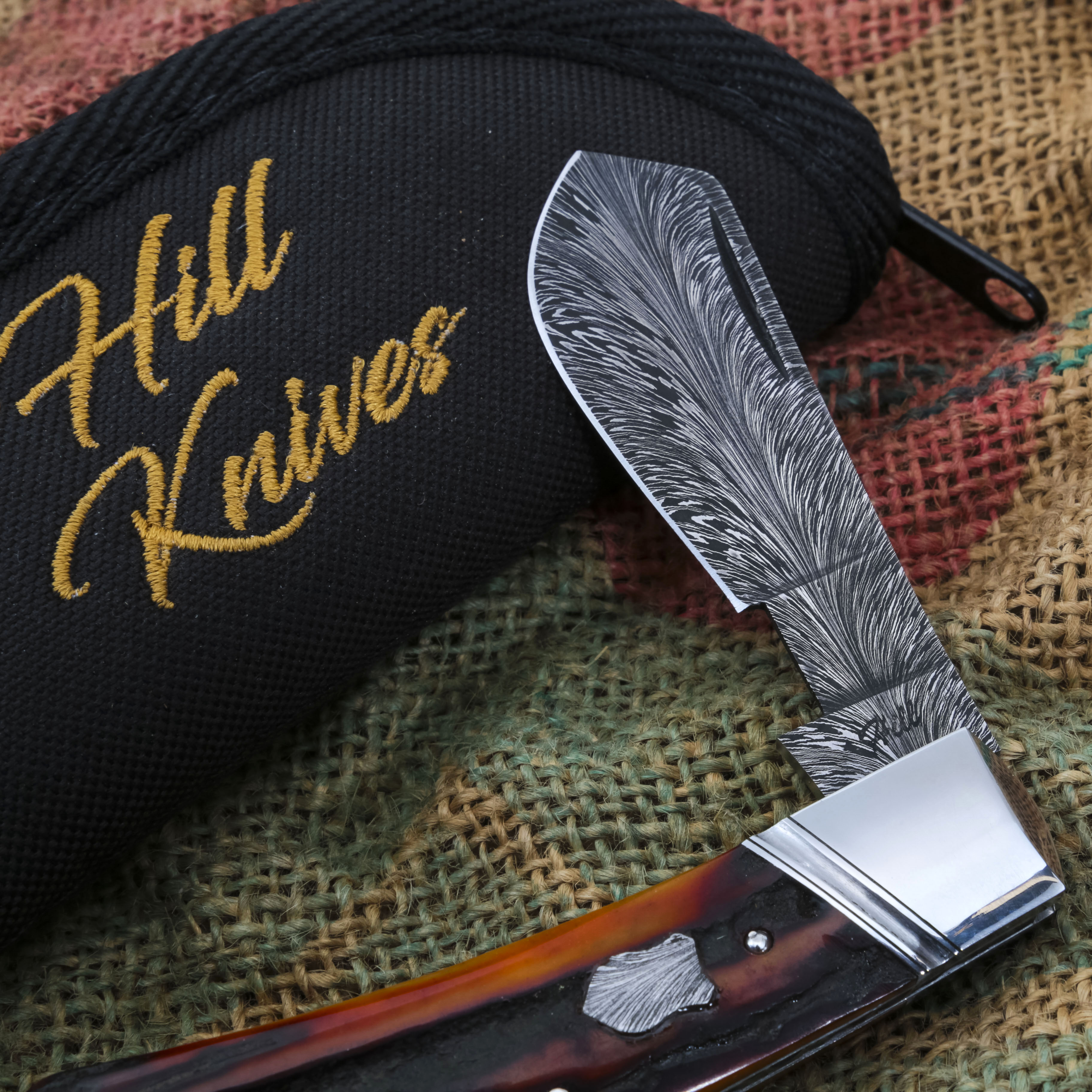 Tobin Hill Cotton Sampler Mike Tyre Shield Amber Sambar Stag 2.25in Damascus TH003 View 19