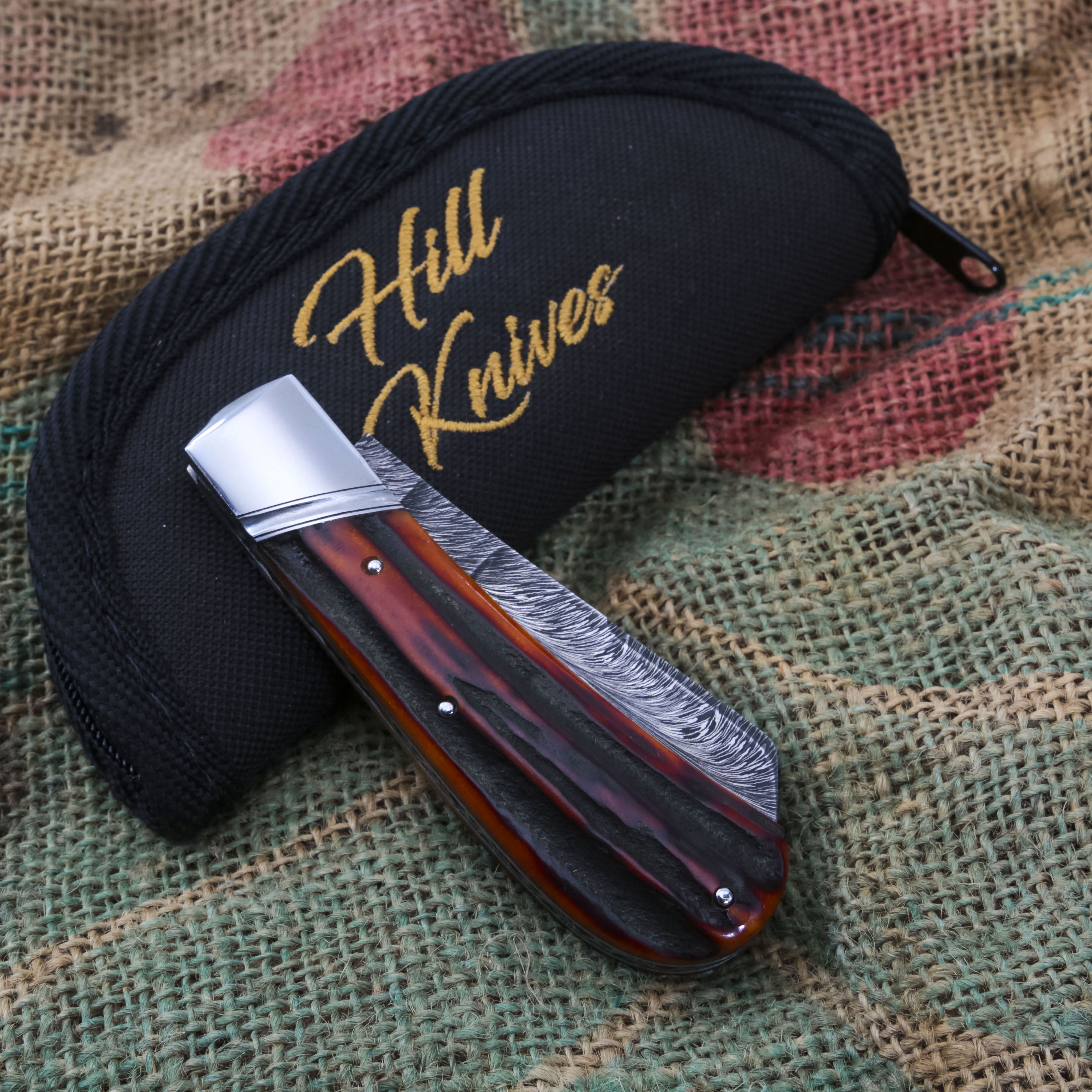Tobin Hill Cotton Sampler Mike Tyre Shield Amber Sambar Stag 2.25in Damascus TH003 View 15