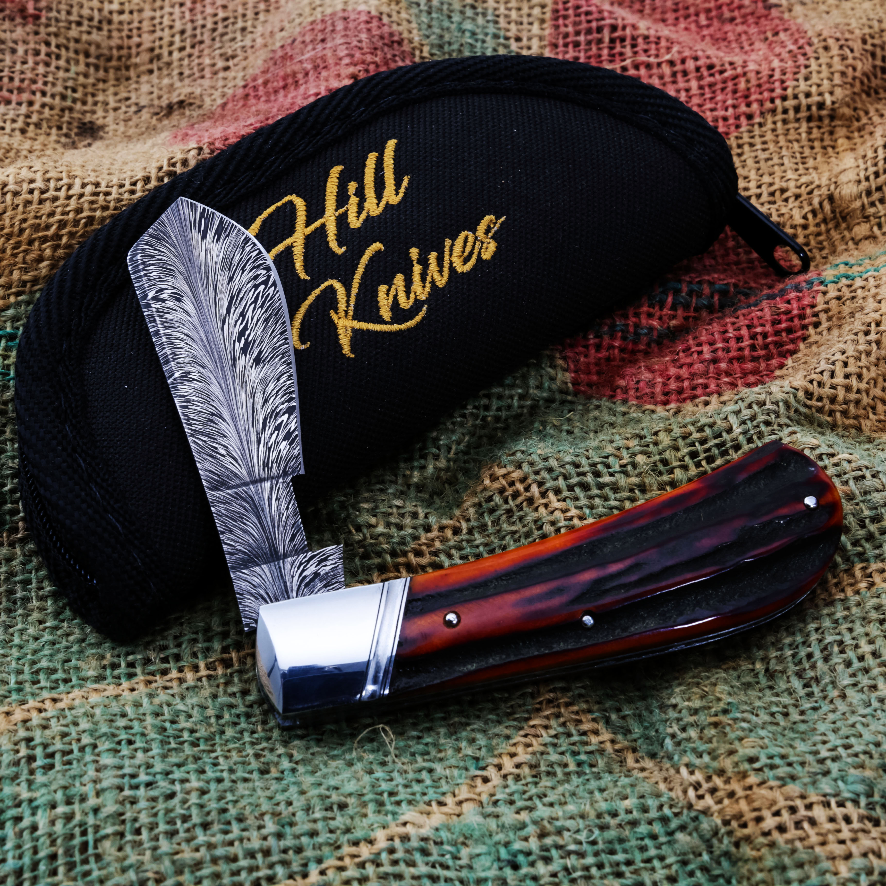 Tobin Hill Cotton Sampler Mike Tyre Shield Amber Sambar Stag 2.25in Damascus TH003 View 11