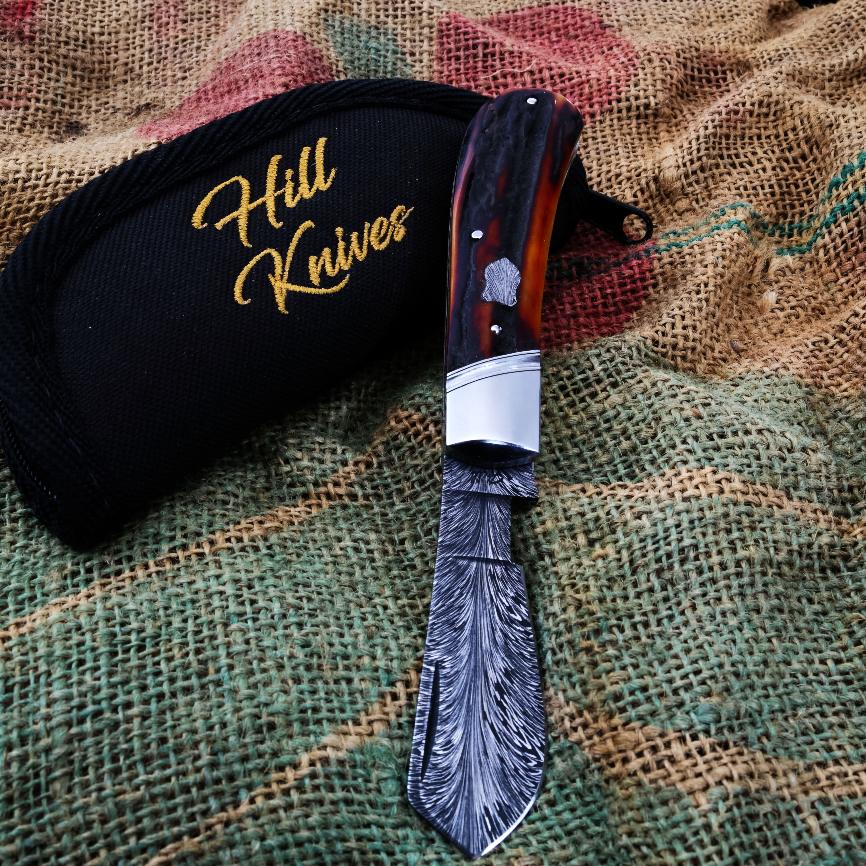 Tobin Hill Cotton Sampler Mike Tyre Shield Amber Sambar Stag 2.25in Damascus TH003 View 21