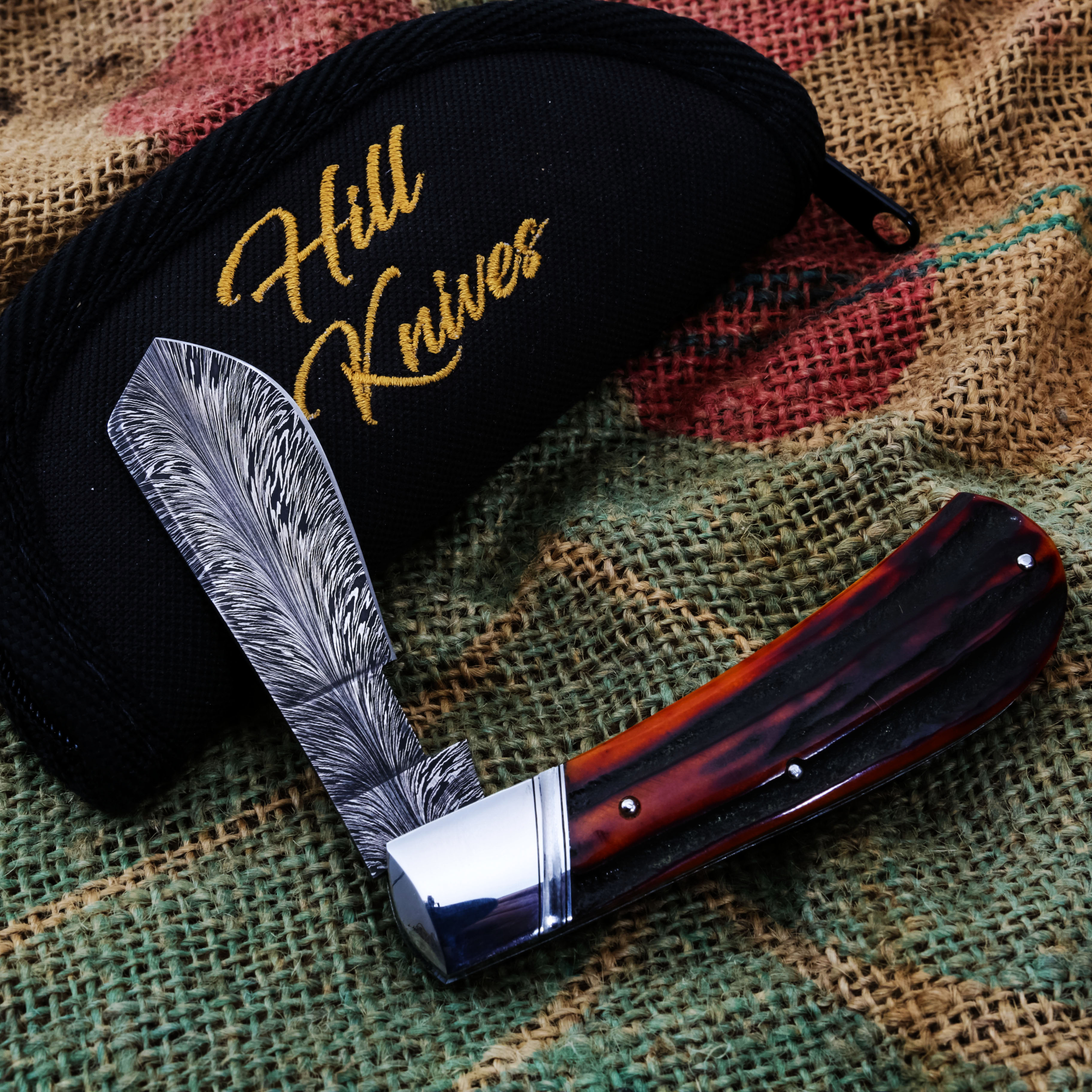 Tobin Hill Cotton Sampler Mike Tyre Shield Amber Sambar Stag 2.25in Damascus TH003 View 13