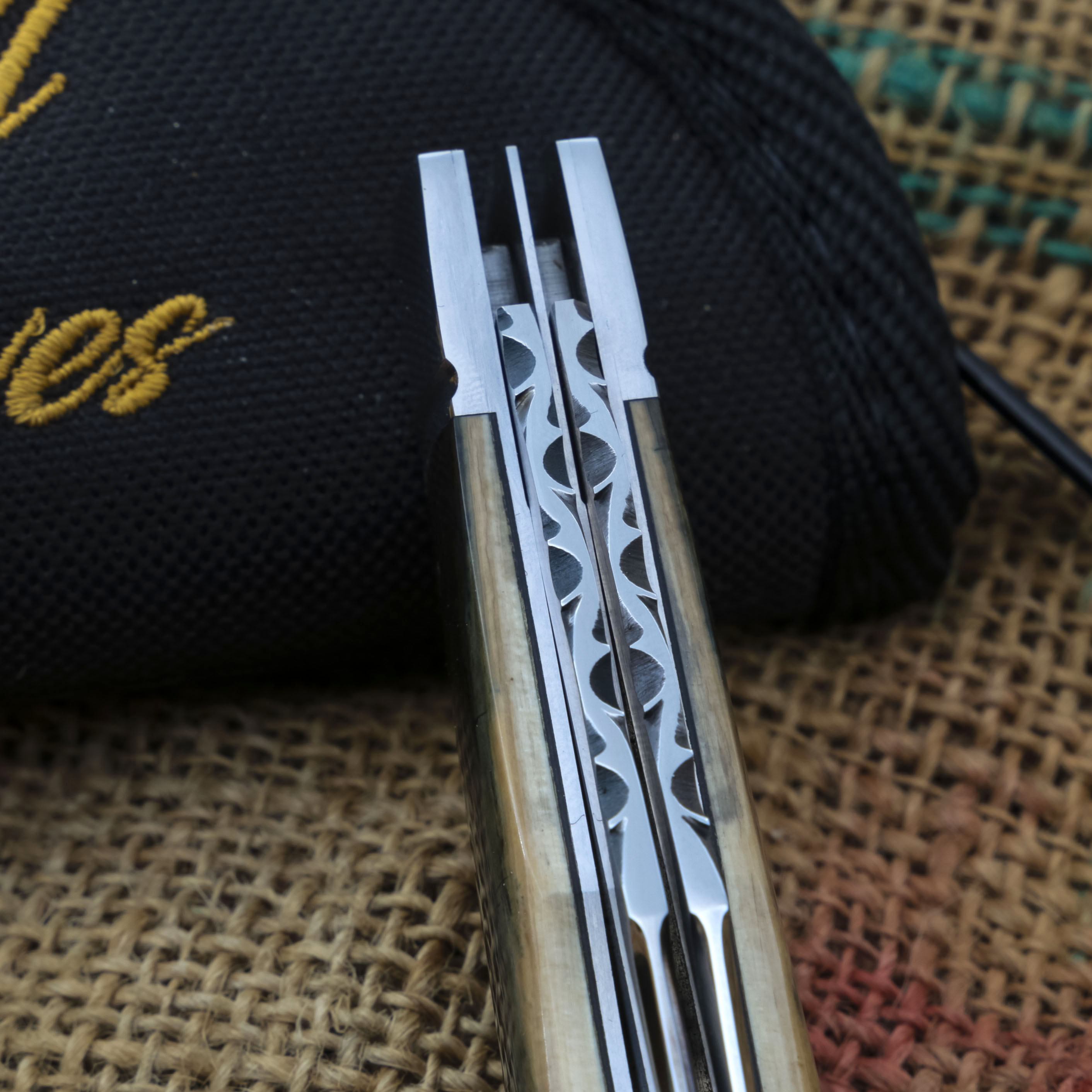 Tobin Hill Saddle Horn Double Trapper Folding Knife  Mammoth Ivory TH006 View 13