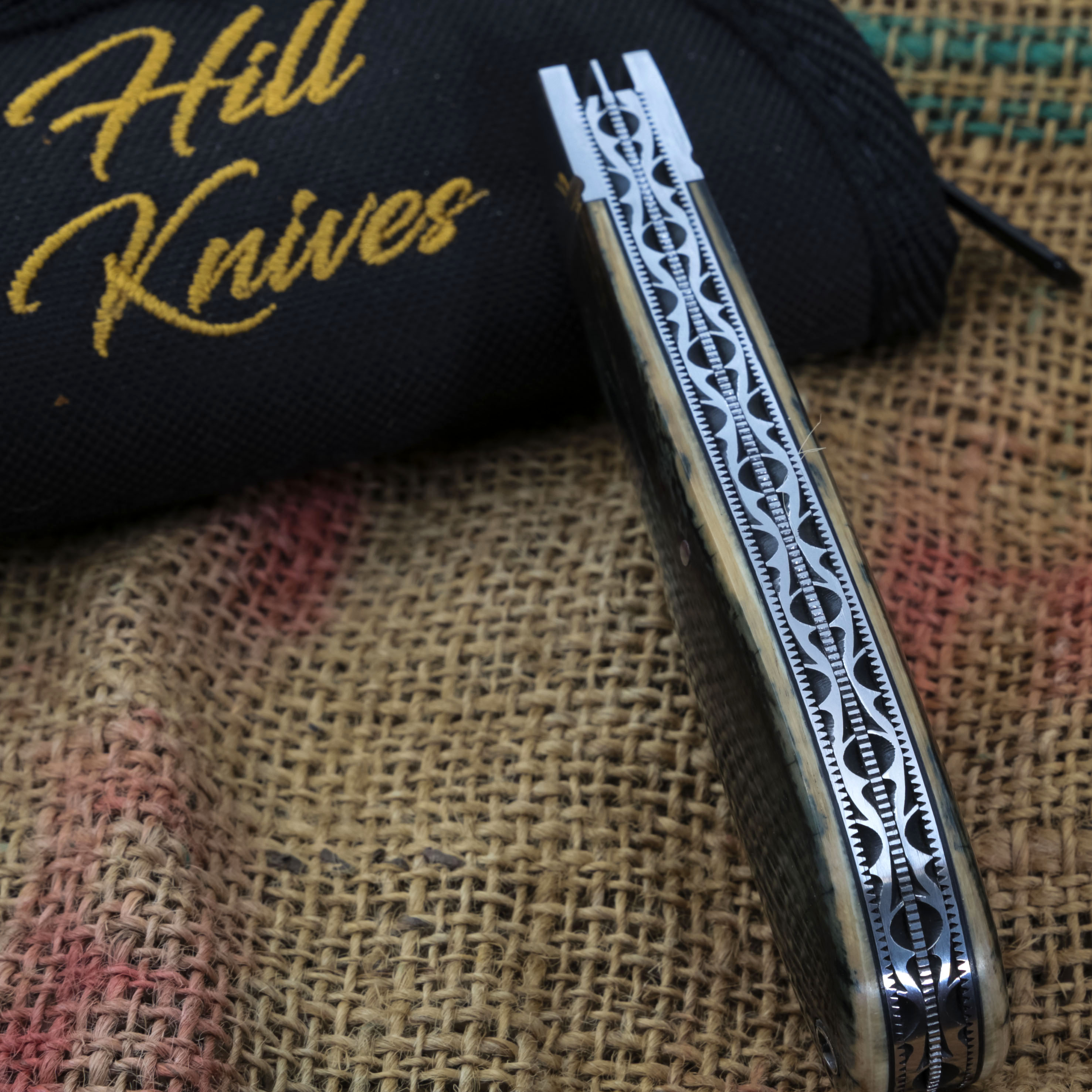 Tobin Hill Saddle Horn Double Trapper Folding Knife  Mammoth Ivory TH006 View 14
