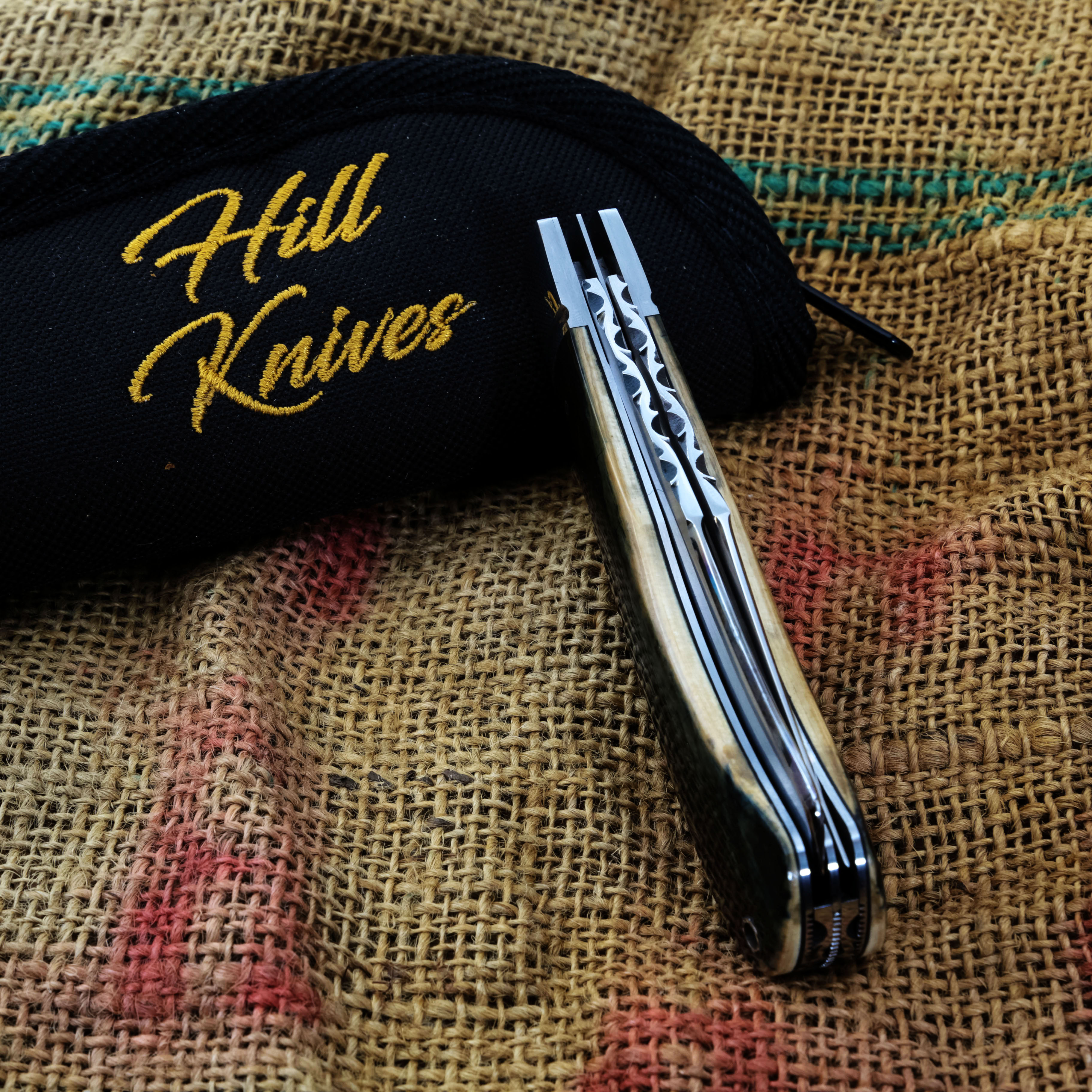Tobin Hill Saddle Horn Double Trapper Folding Knife  Mammoth Ivory TH006 View 24