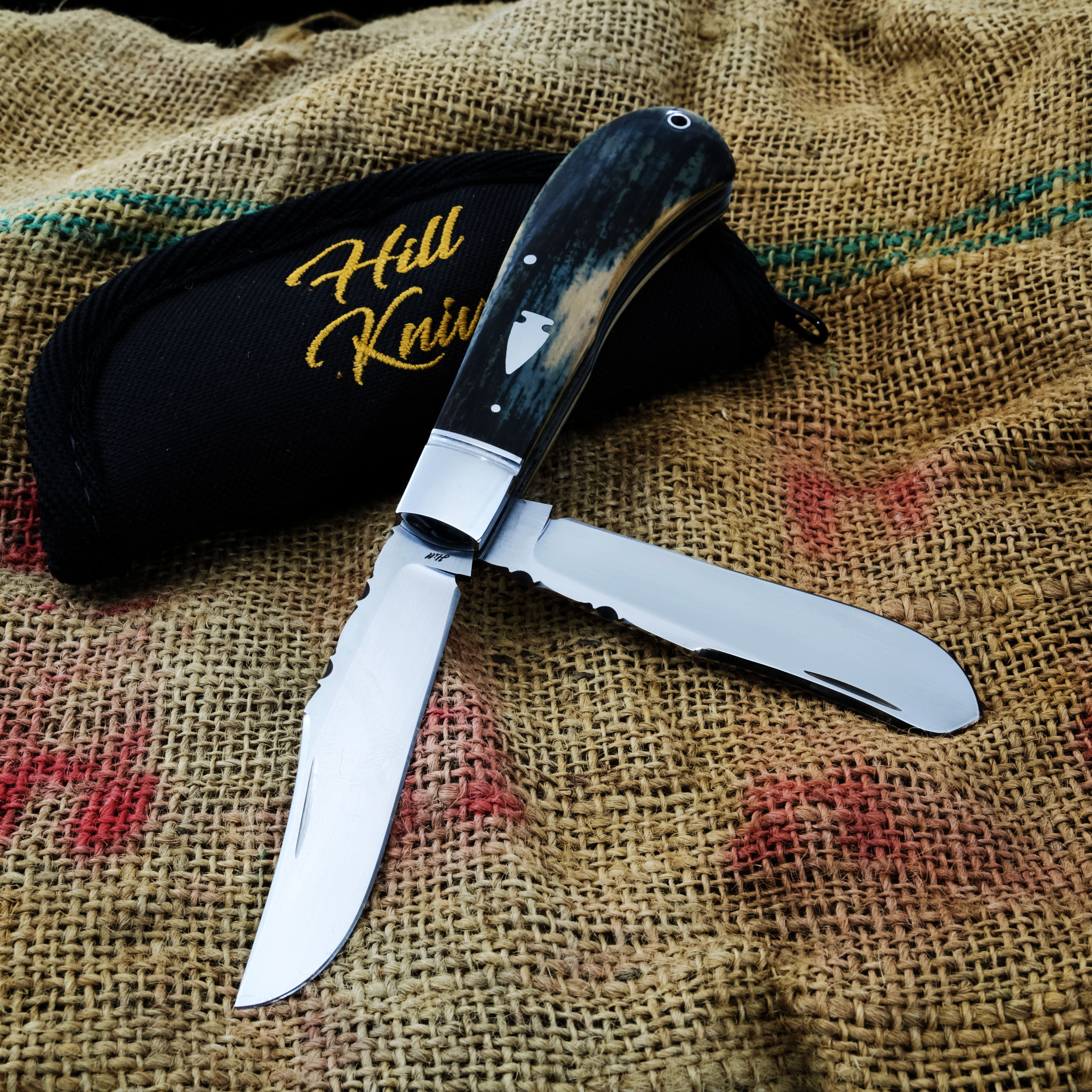 Tobin Hill Saddle Horn Double Trapper Folding Knife  Mammoth Ivory TH006 View 10