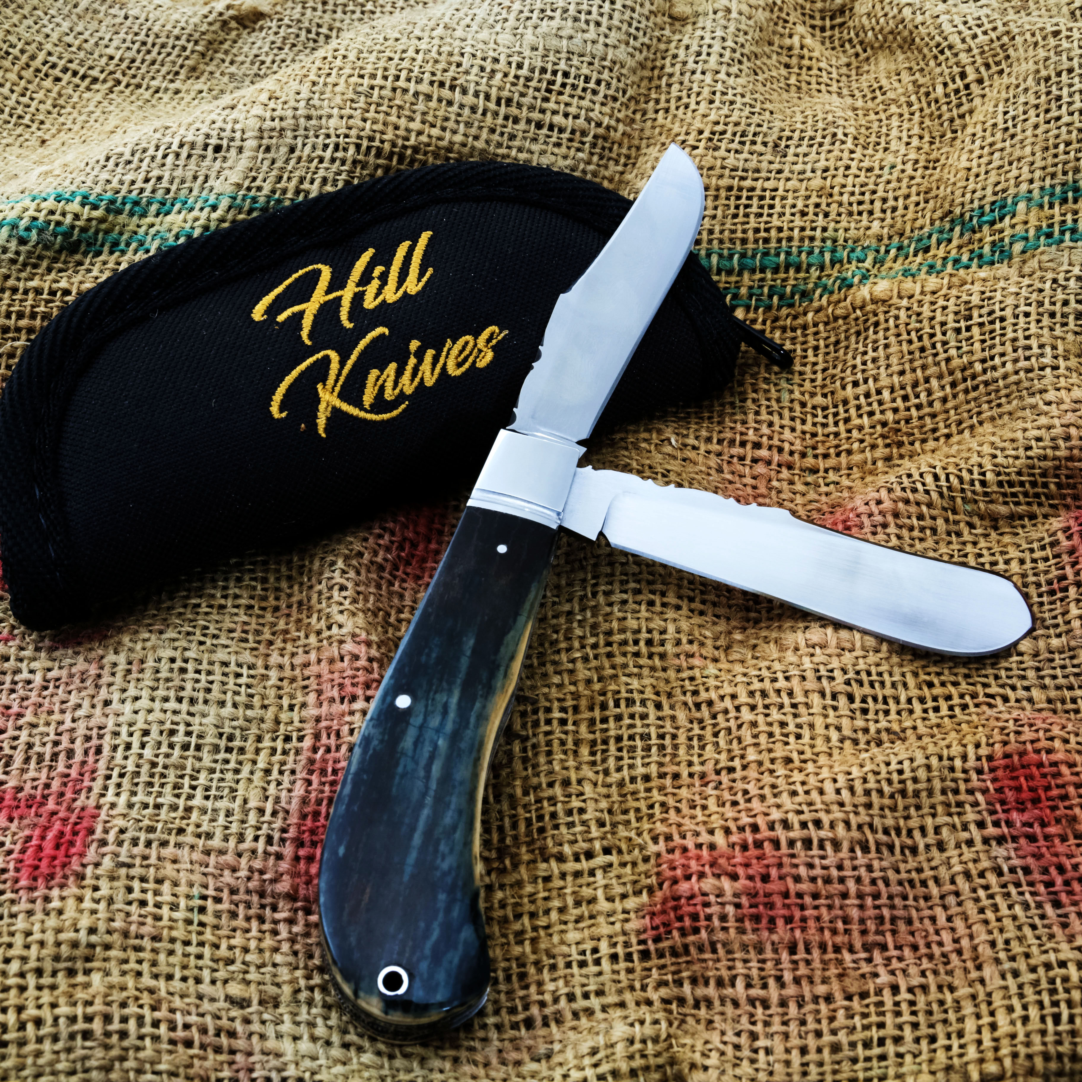 Tobin Hill Saddle Horn Double Trapper Folding Knife  Mammoth Ivory TH006 View 11