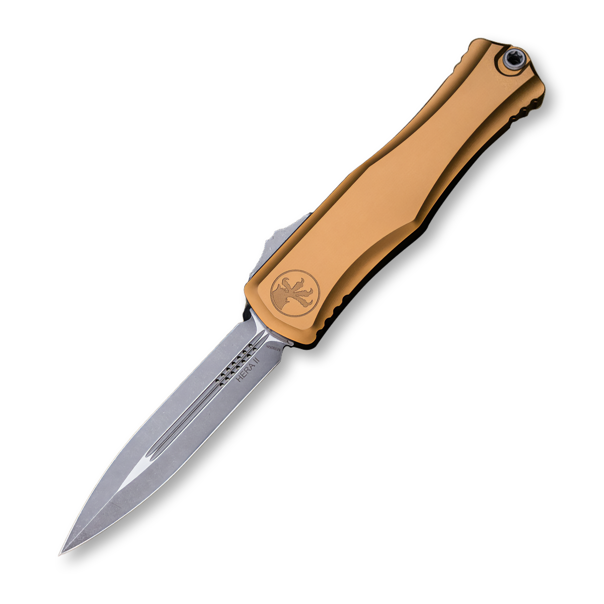 Microtech Hera II Tan OTF Auto Knife 4in Apocalyptic D/E Dagger Blade AUMT170210APTA View 1