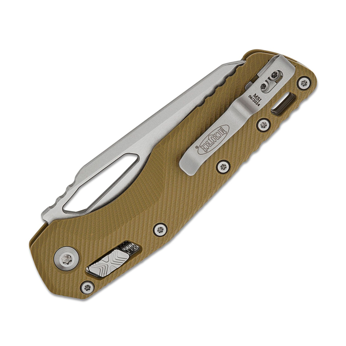 Microtech MSI Fluted G10 OD Green 3.88in SW Part Serrated Wharncliffe MT21011FLGTOD View 2