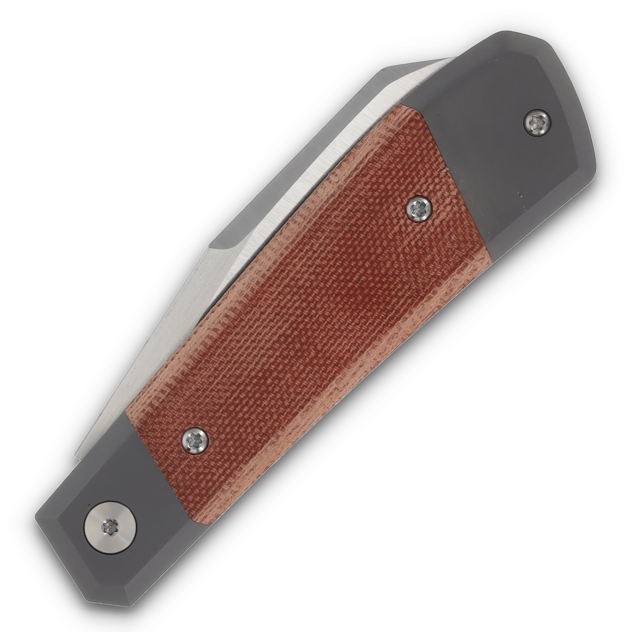 Suprlativ Comanche Orange Micarta and  Dark Blast Titanium Mokuti Shield COMTDBOMMS View 6