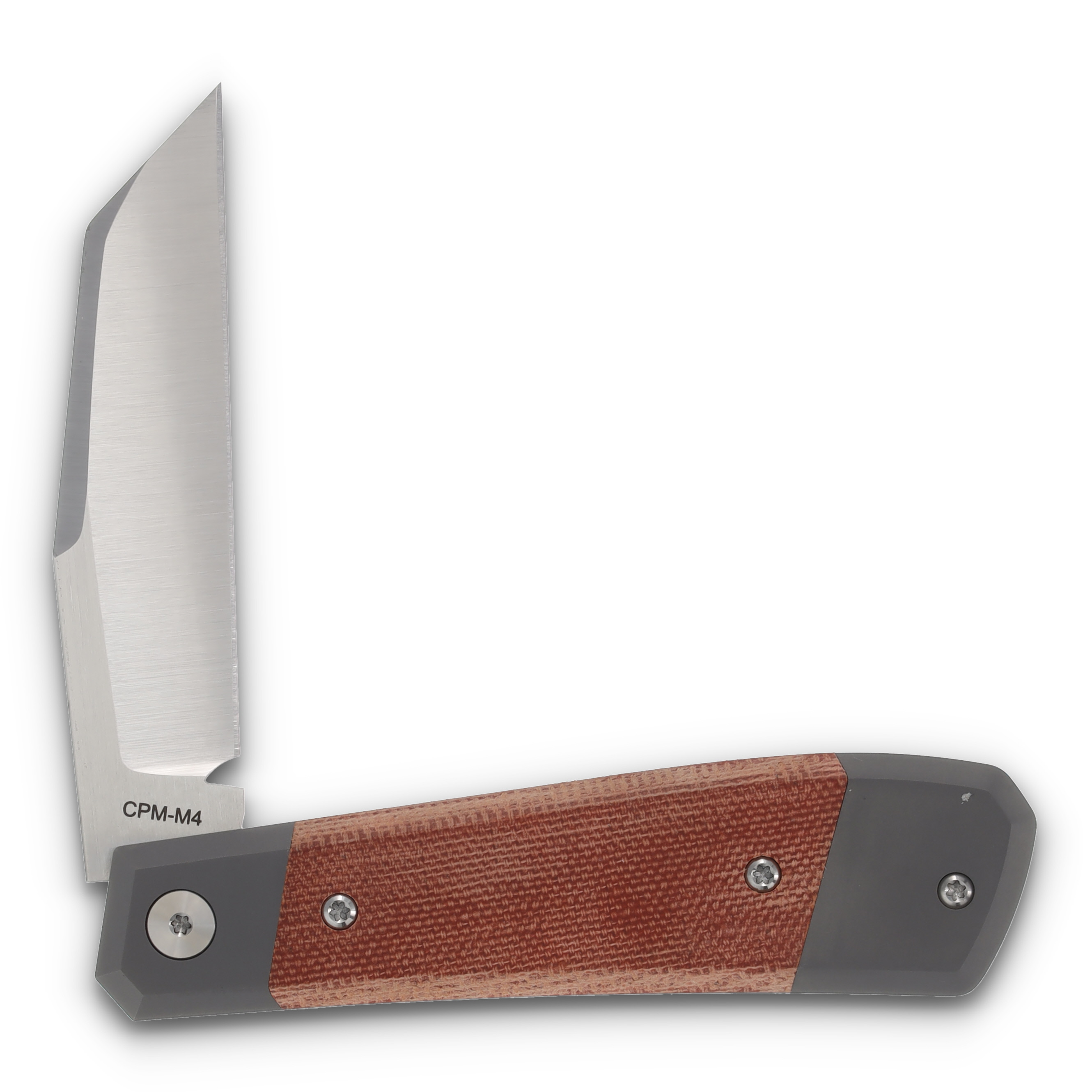 Suprlativ Comanche Orange Micarta and  Dark Blast Titanium Mokuti Shield COMTDBOMMS View 2