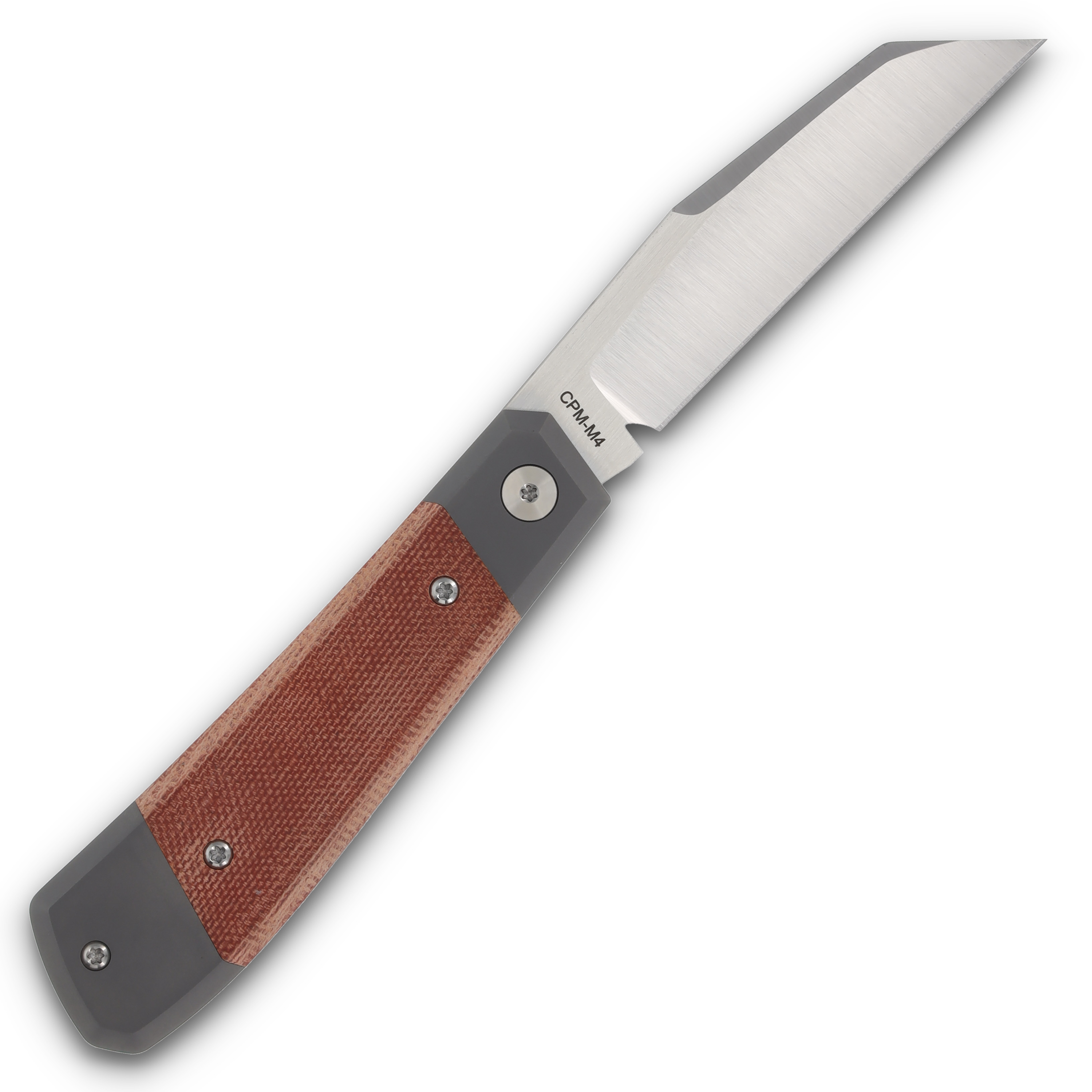 Suprlativ Comanche Orange Micarta and  Dark Blast Titanium Mokuti Shield COMTDBOMMS View 4